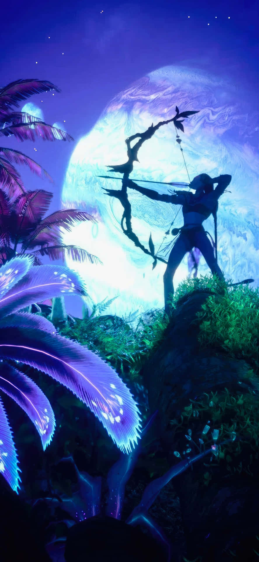 Avatar Na'vi Archer Moonlight Background