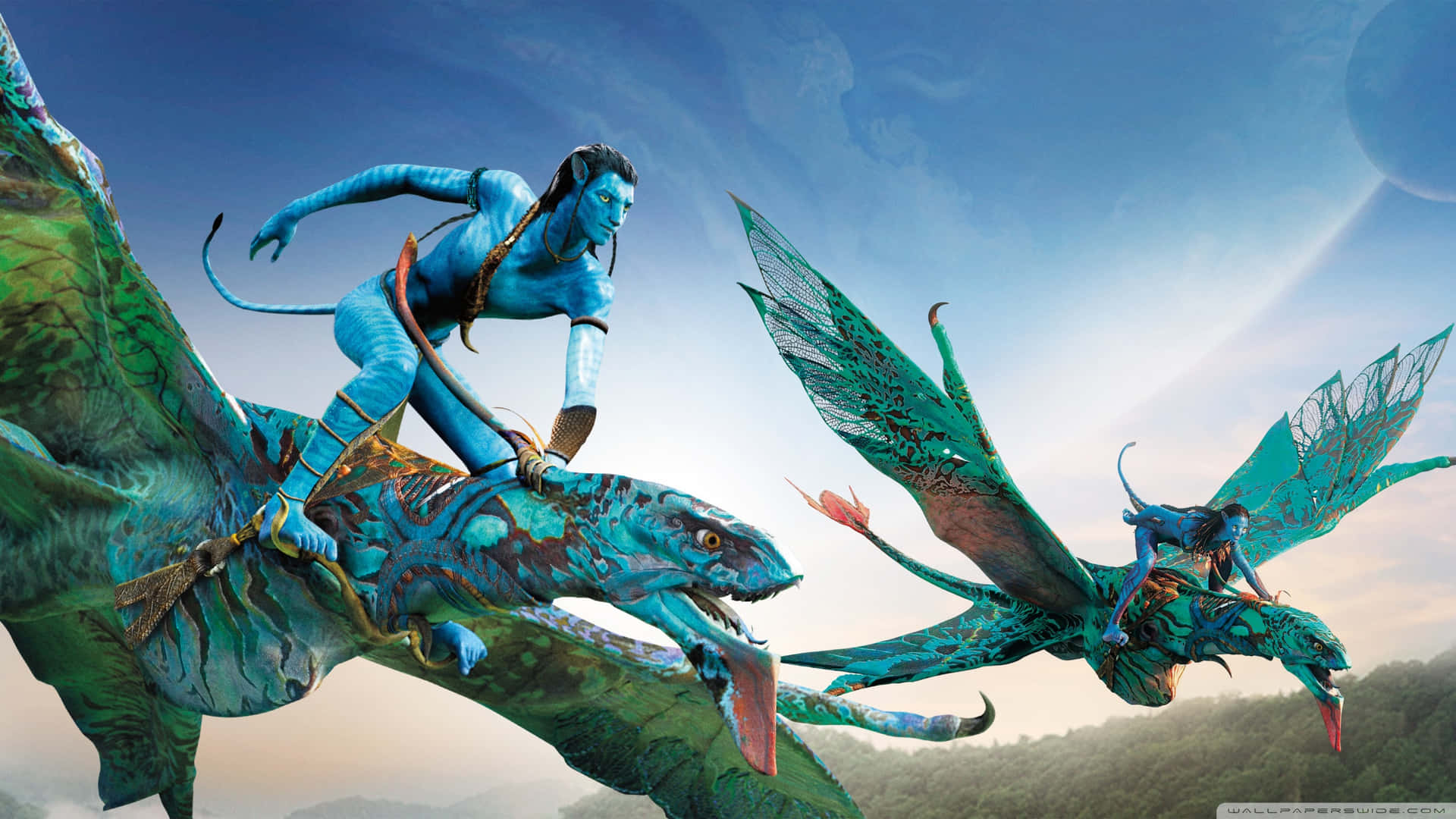 Avatar Pandora Man And Woman Riding Blue Dragon