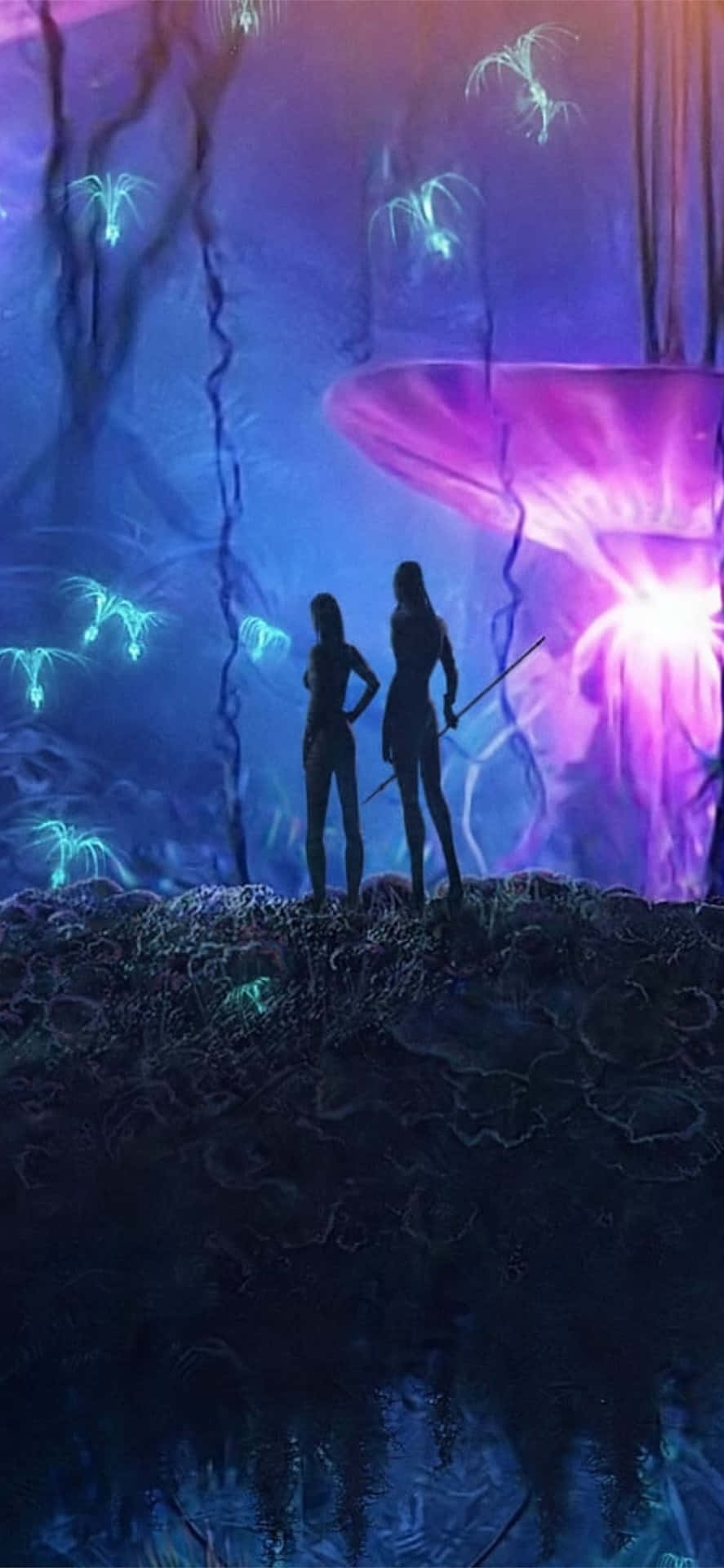 Avatar Pandora Purple And Blue Forest Mobile Background