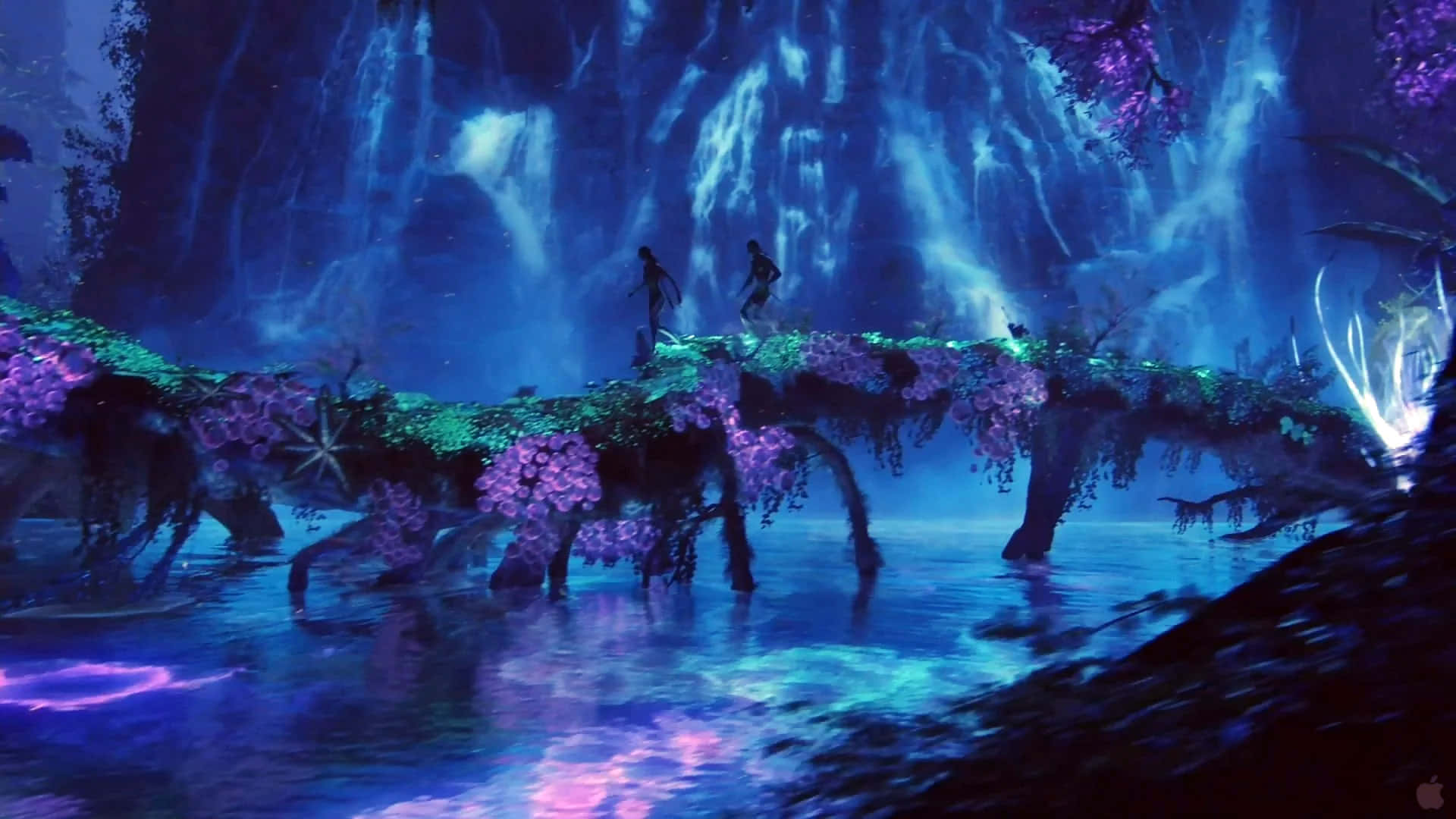 Avatar Pandora Waterfall Purple Lights Background