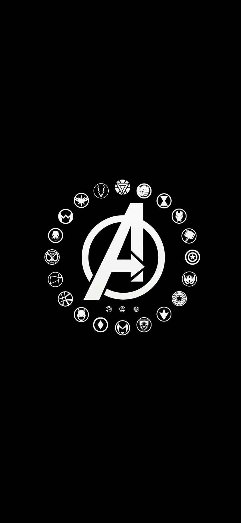 Avenger Hero Logos In Solid Black Background