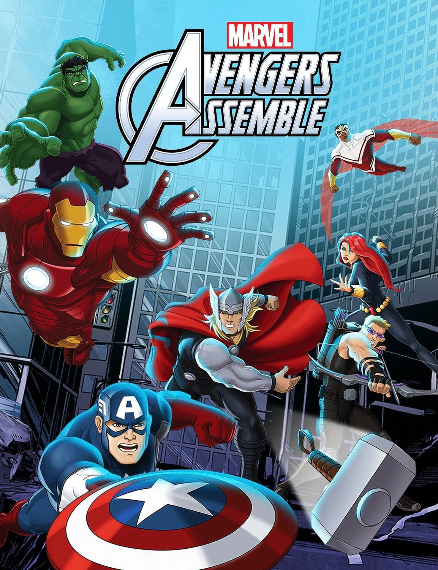 Avengers Assemble Cartoon Poster Background
