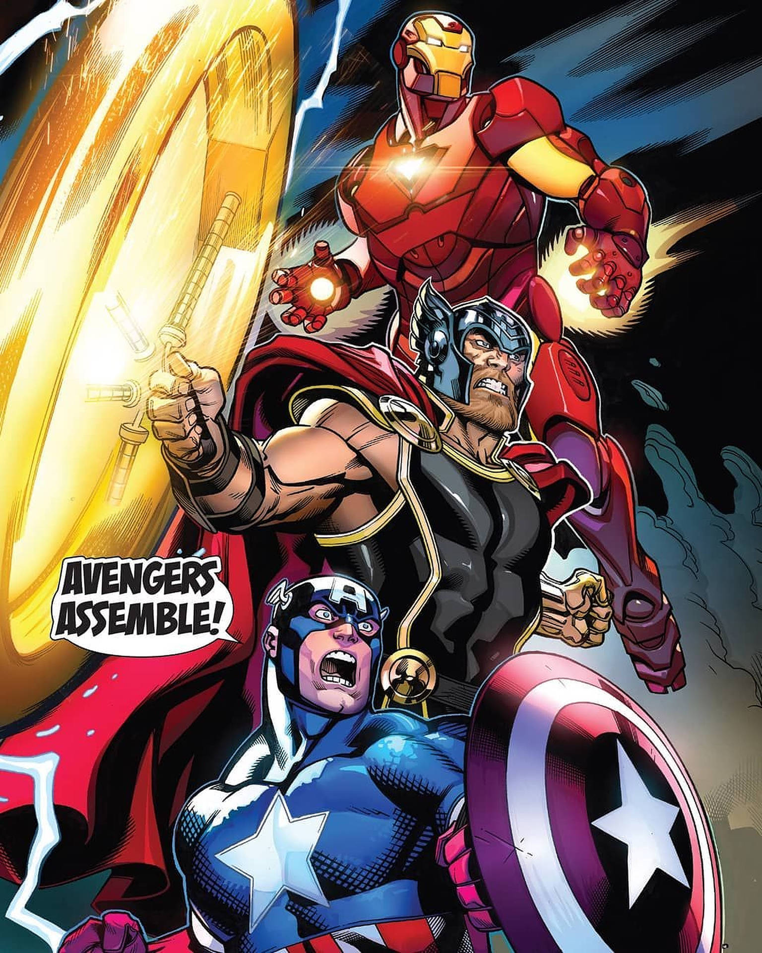 Avengers Assemble Thor Iron Man Captain America Background