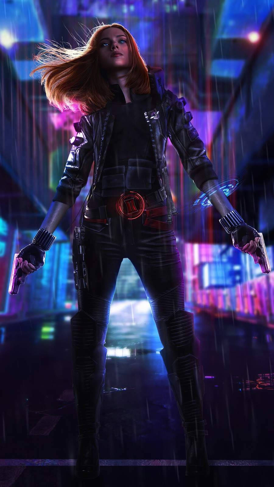 Avengers Black Widow Cyberpunk Iphone X Background