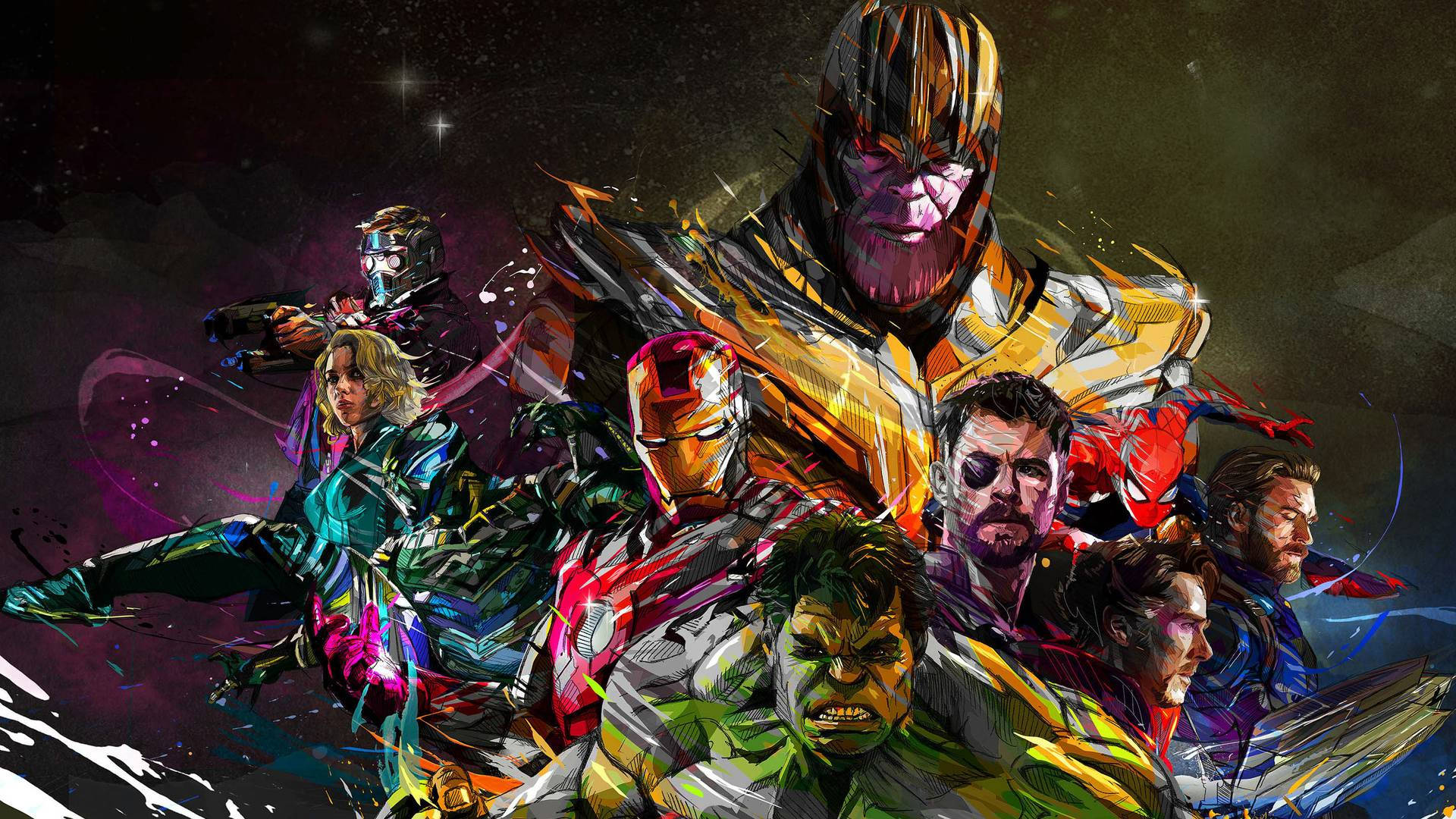 Avengers Colored Comic Art Desktop Background