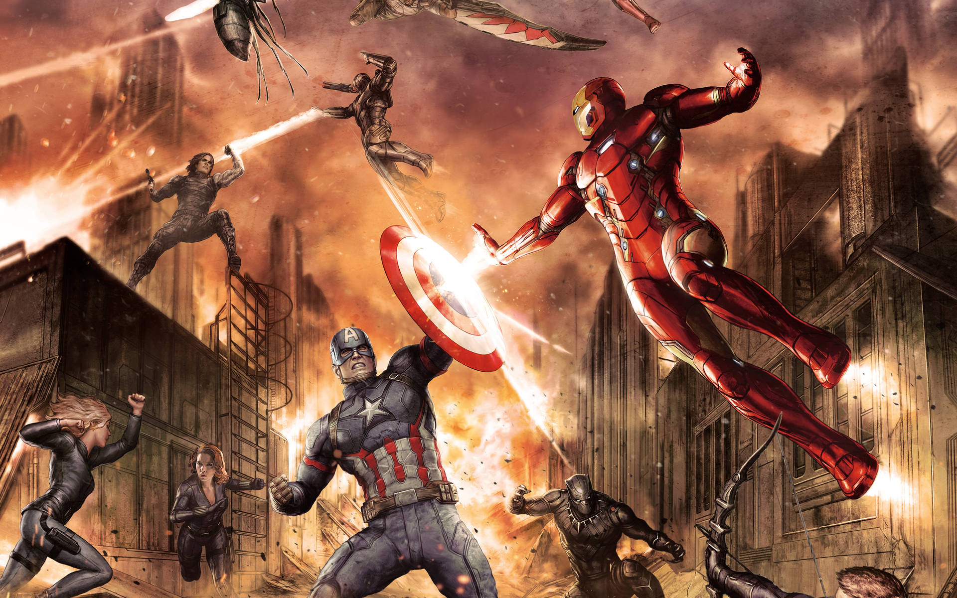 Avengers Fighting Art Captain America Civil War
