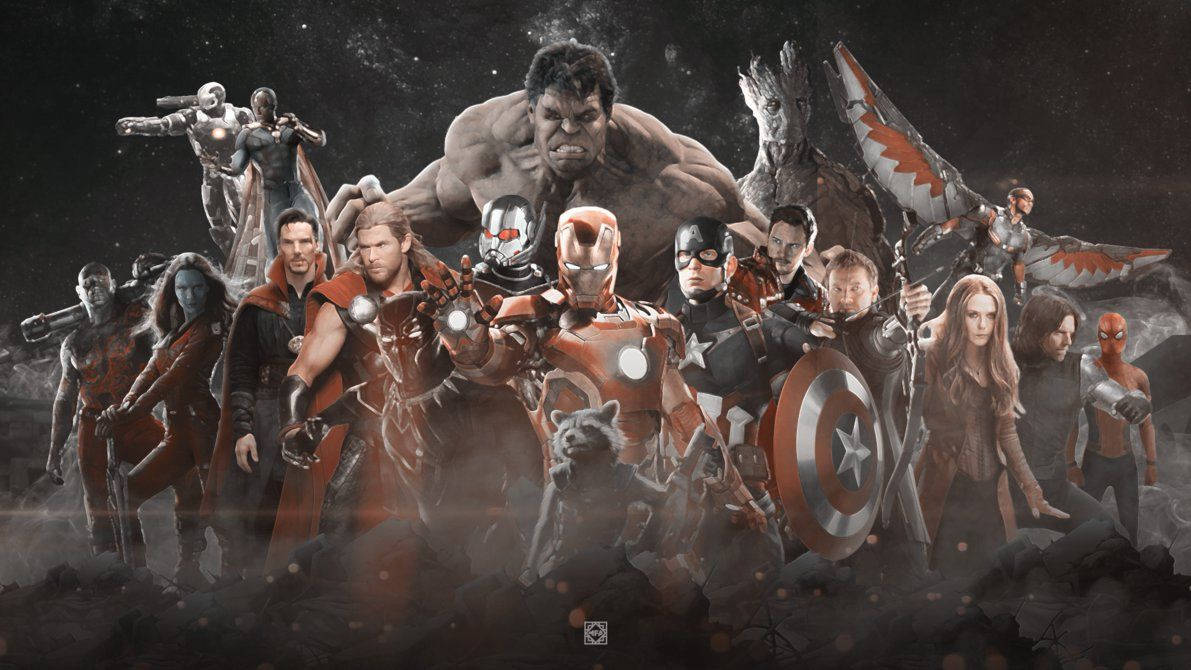 Avengers Infinity War Retro Artwork Background