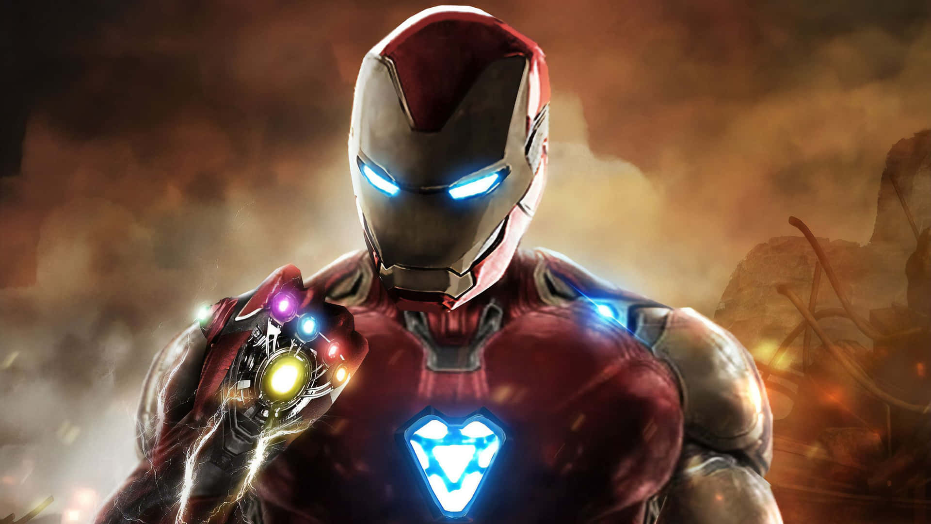 Avengers Iron Man With Infinity Stones In Nano Tech