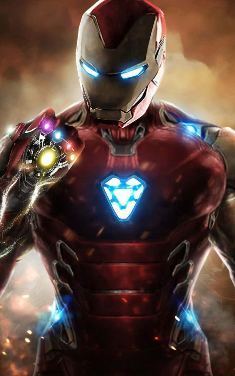 Avengers Iron Man With Infinity Stones Background