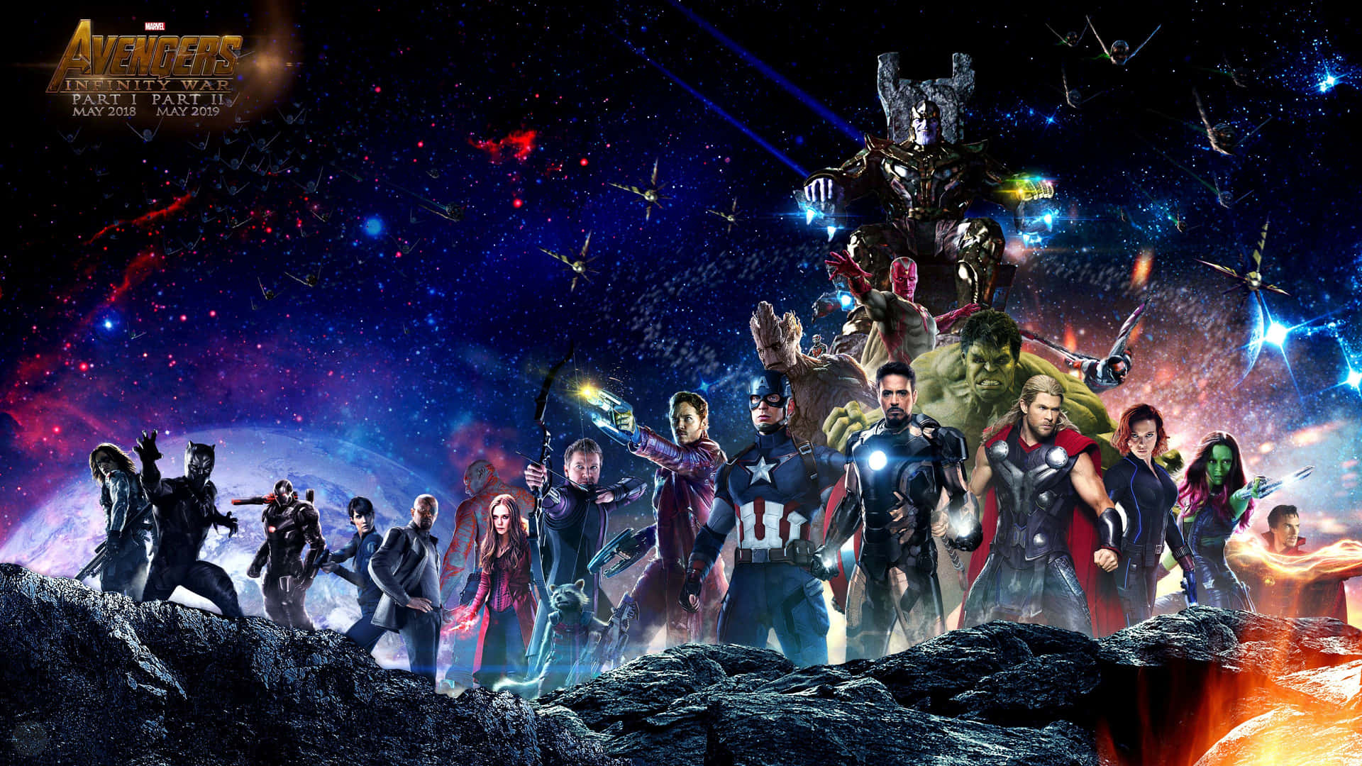 Avengers Standing Together Marvel Aesthetic Laptop Background Background