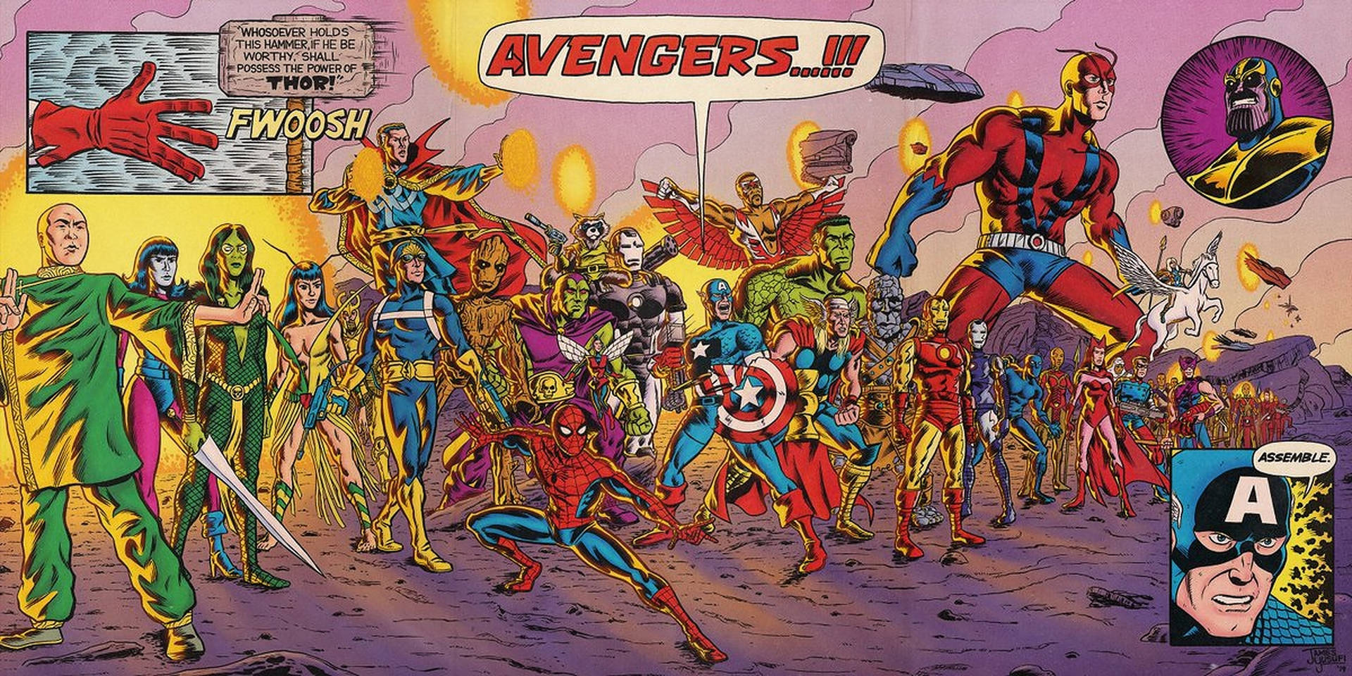 Avengers Superheroes Assemble Comic Art Background