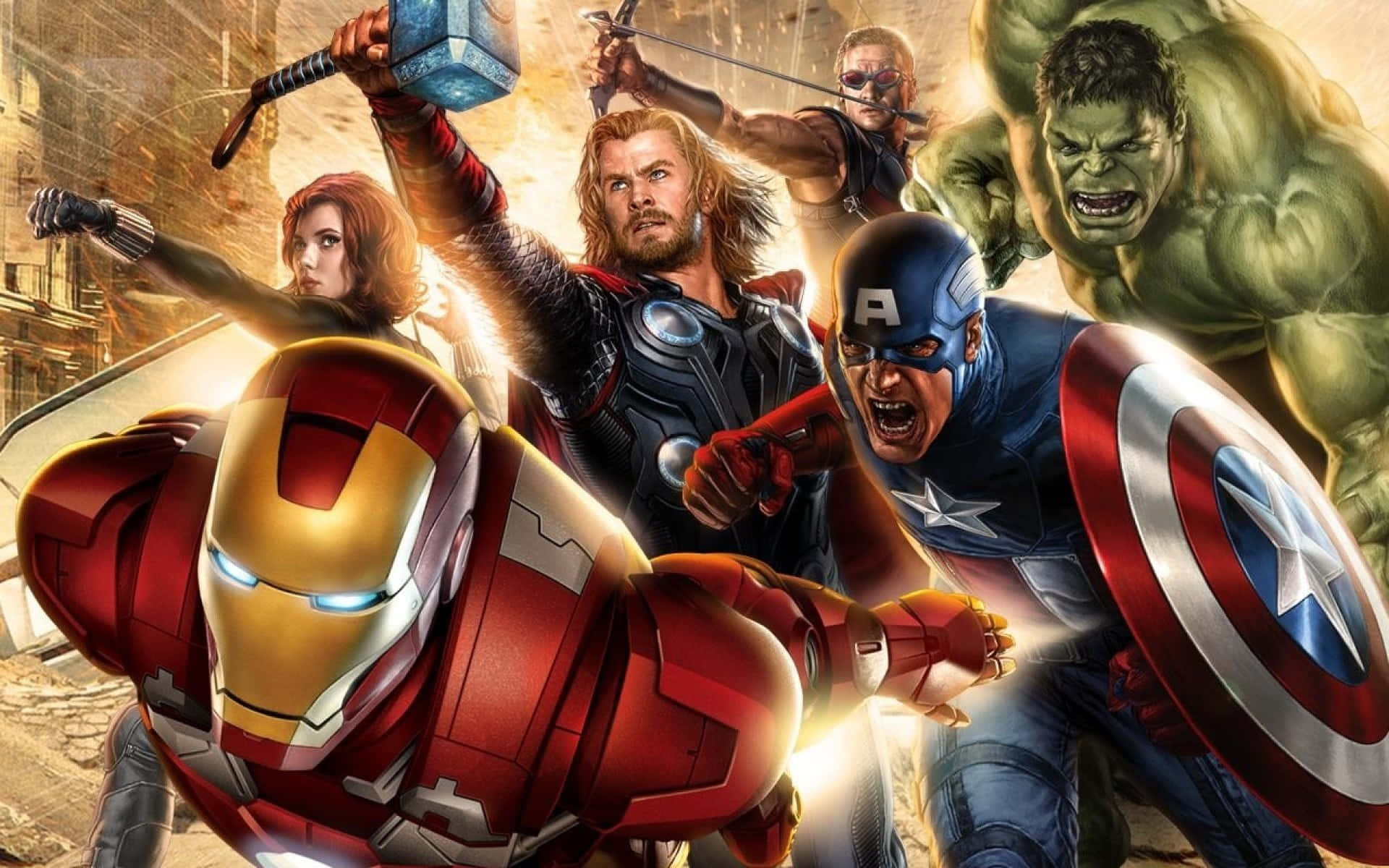 Avengers - The Movie Poster With Avengers Characters Background
