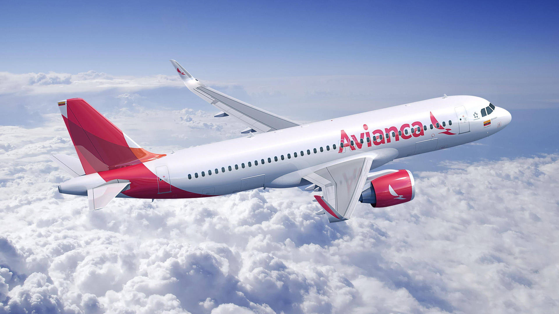 Avianca Airline Airbus A320 Above Clouds Background