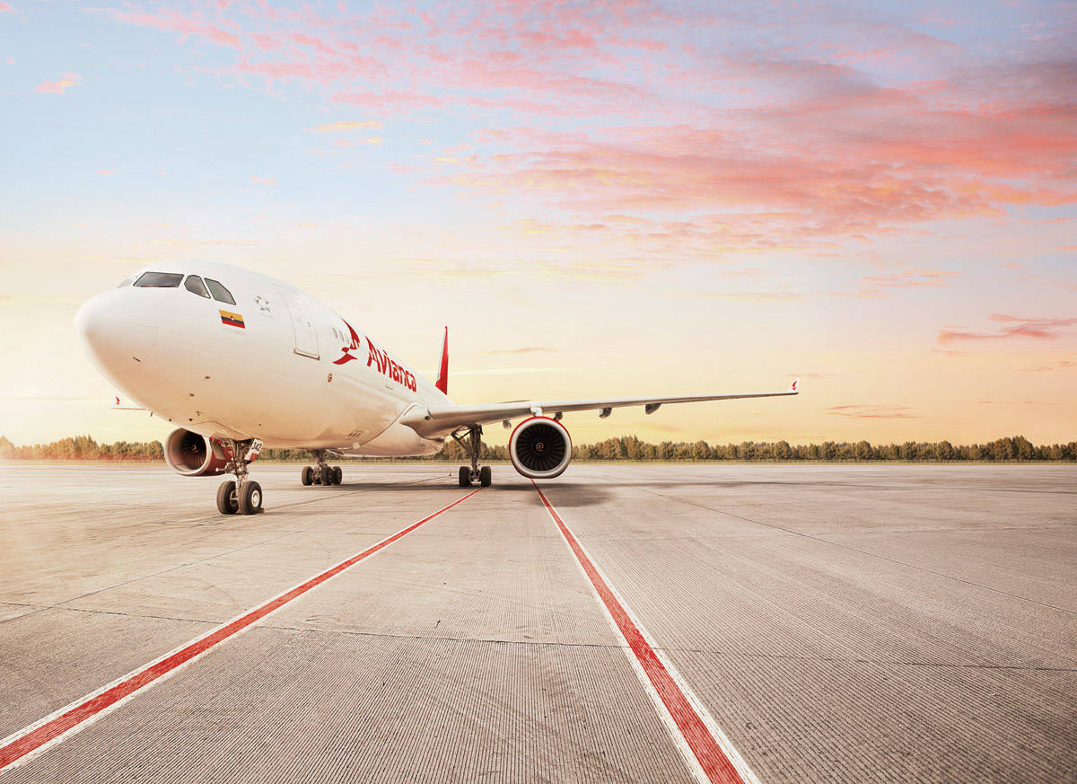 Avianca Airline Airbus A330 Plane Aesthetic Clouds Background