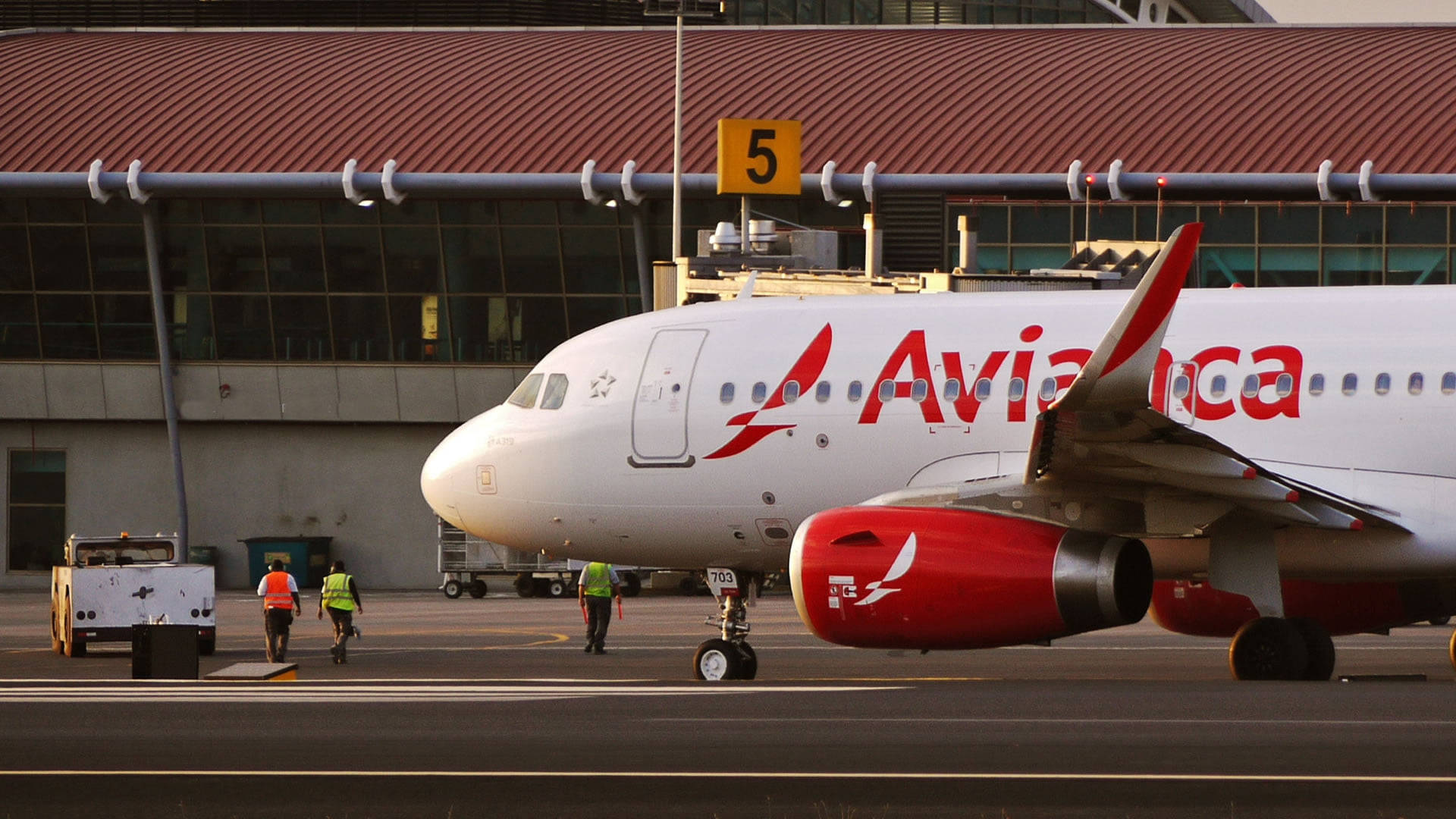 Avianca Airline Passenger Plane On Standby Background