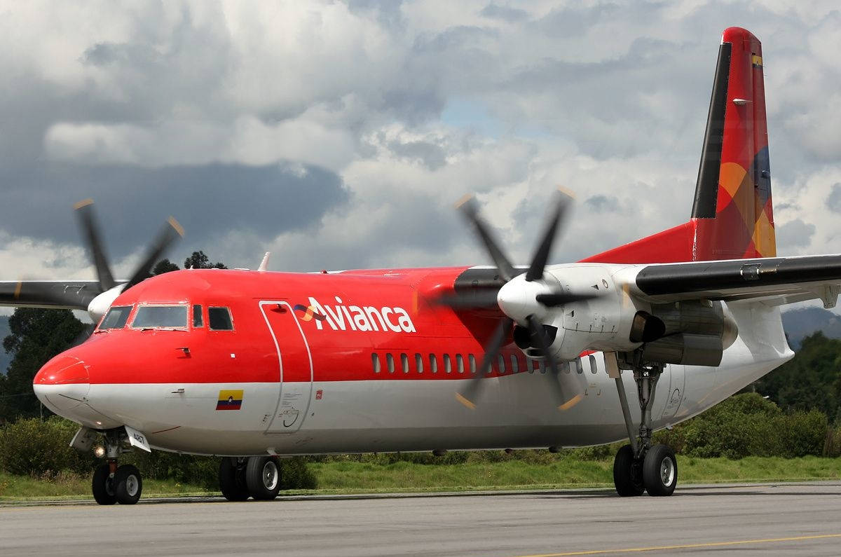 Avianca Fokker 50 Turboprop Passenger Airliner Background