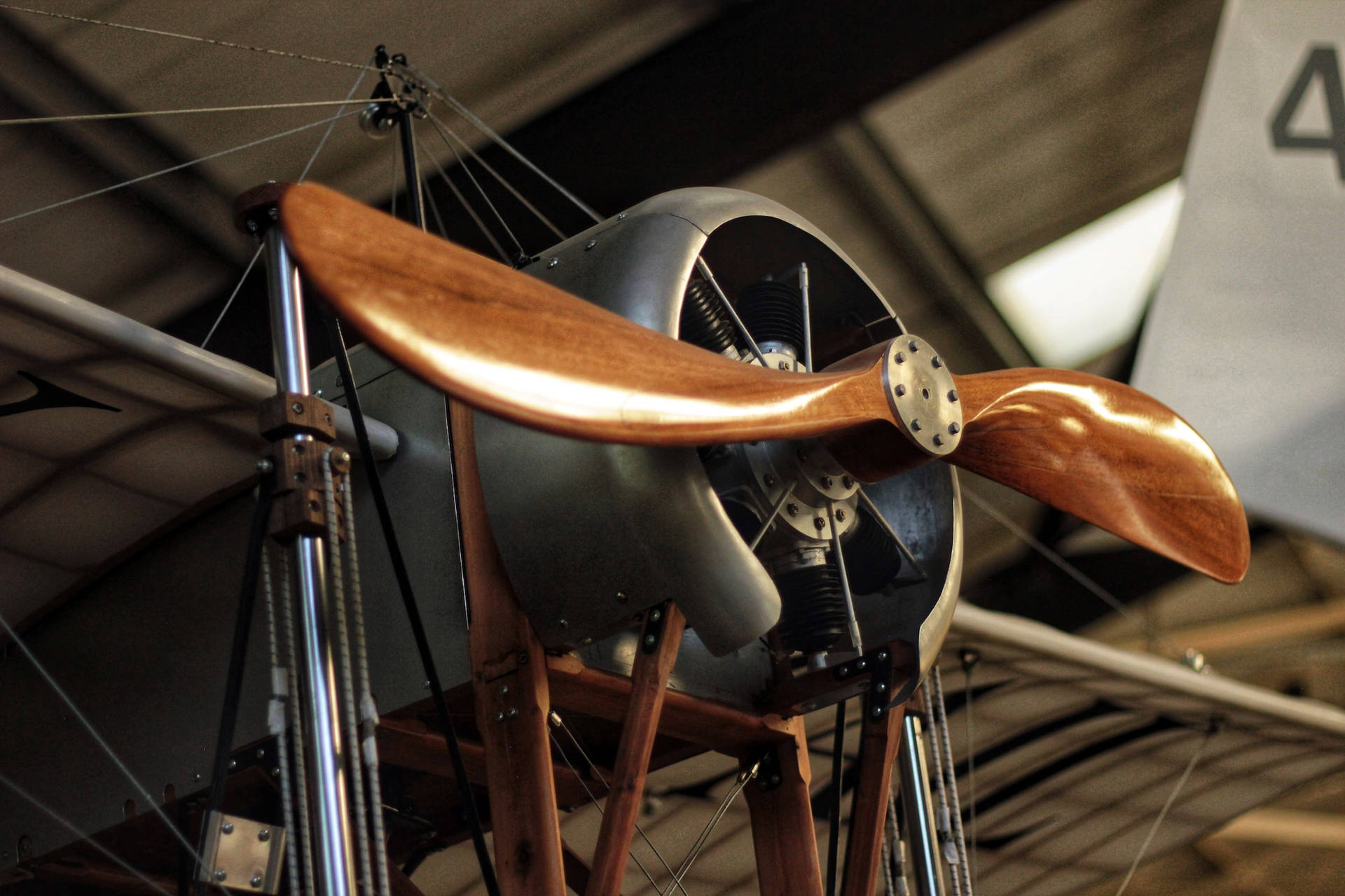 Aviation Biplane's Vintage Wooden Propellers Background