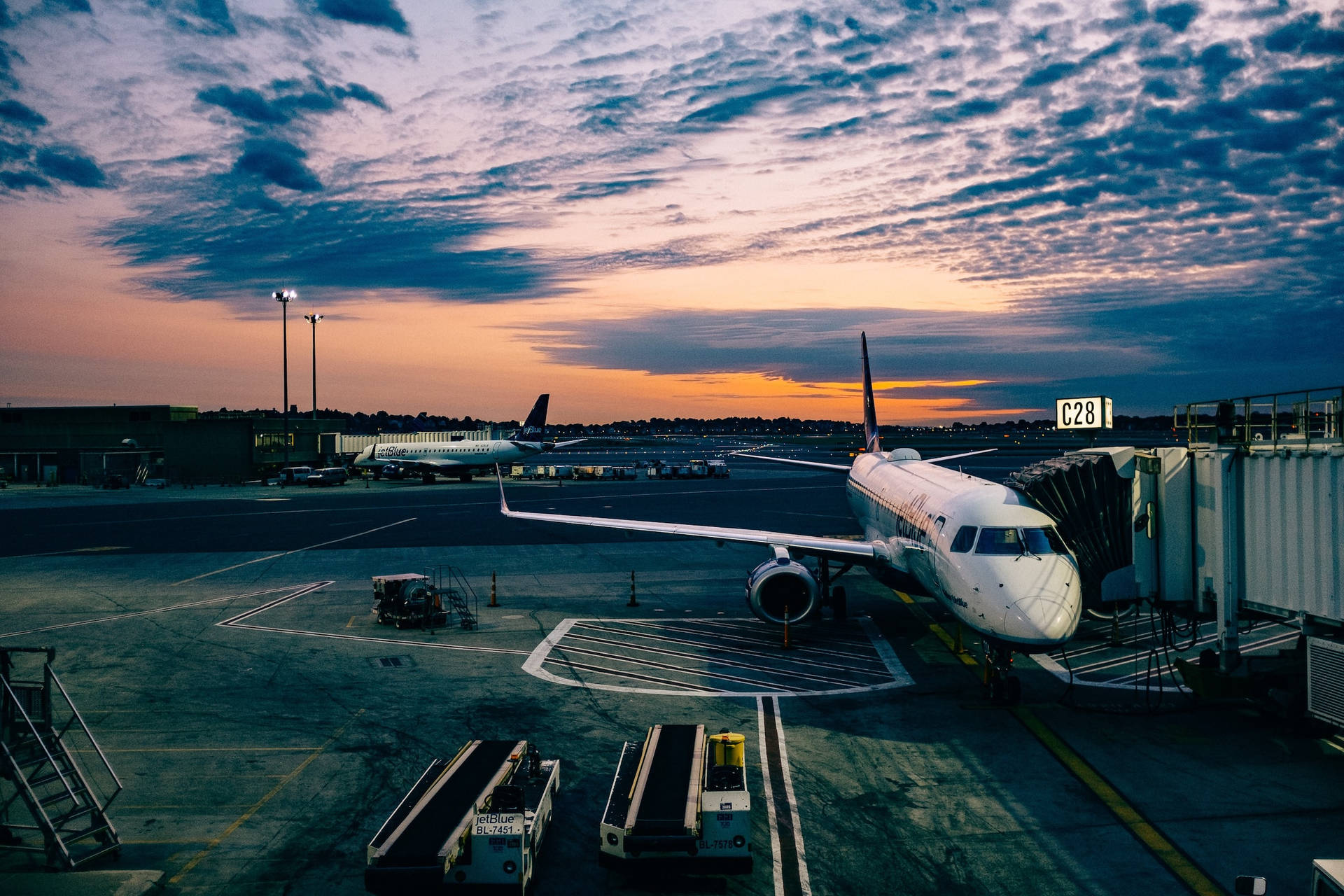 Aviation Passenger Airplane On A Terminal Background