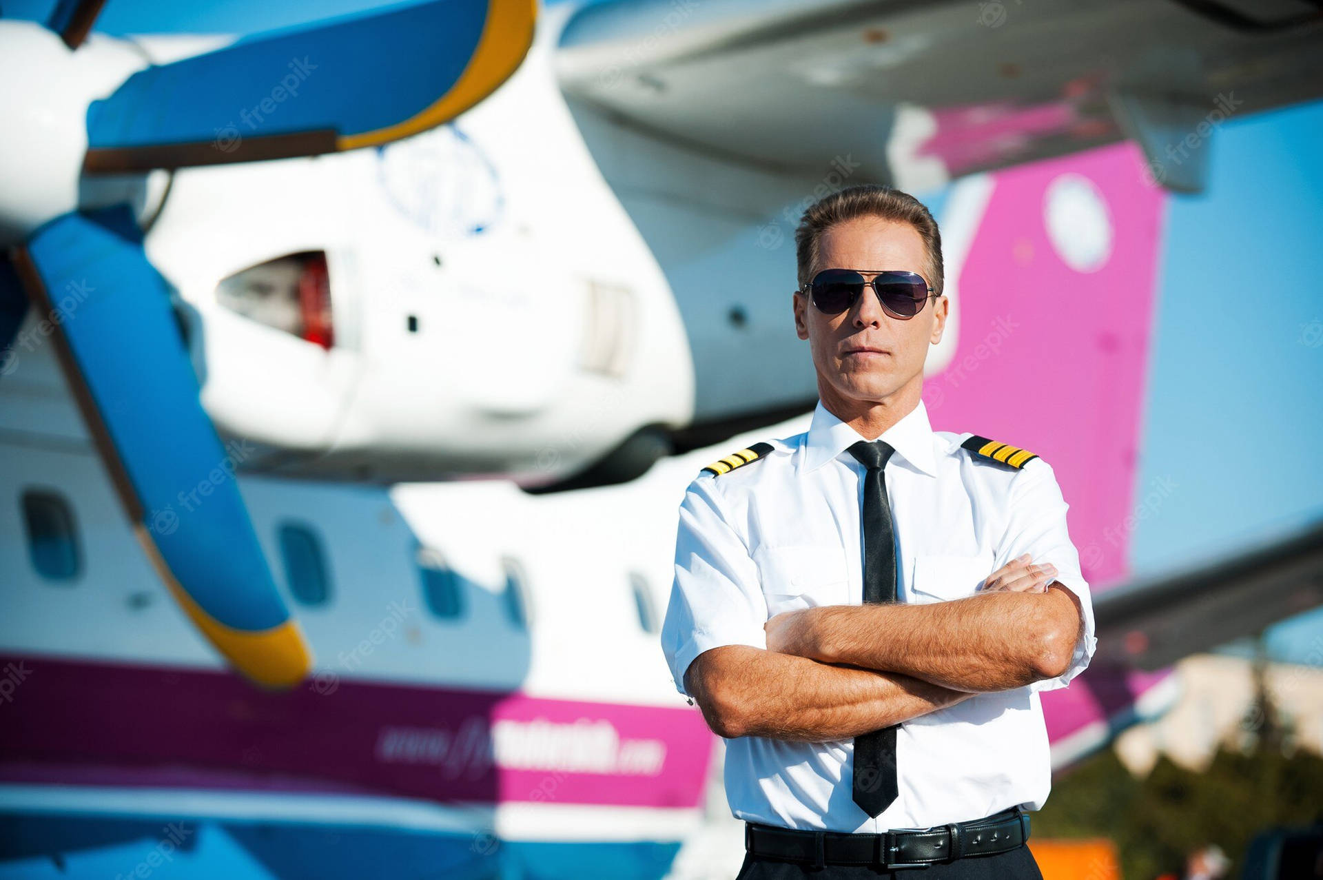 Aviator In Front Of Airplane