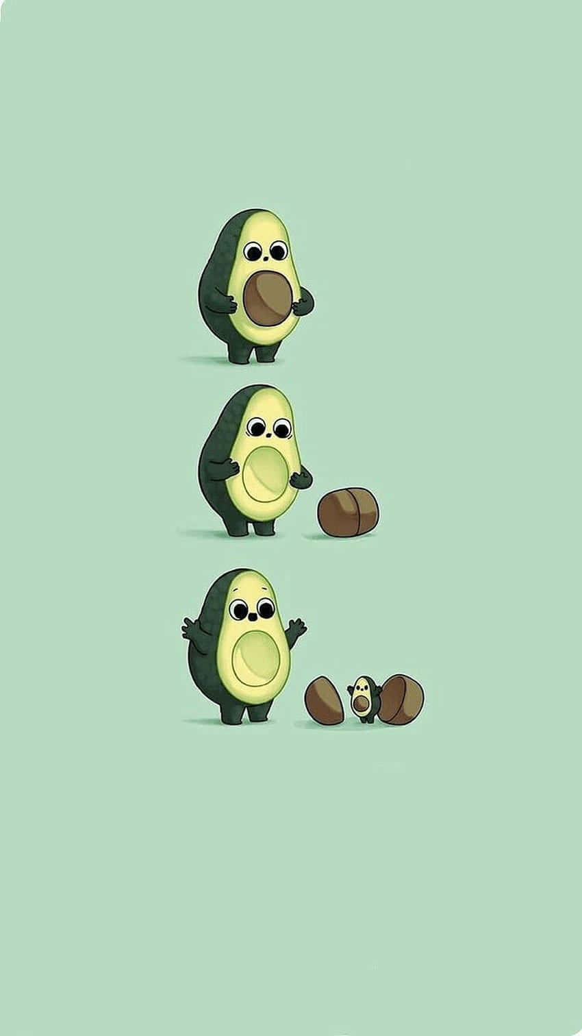 Avocado Characters Cute Green Background Background