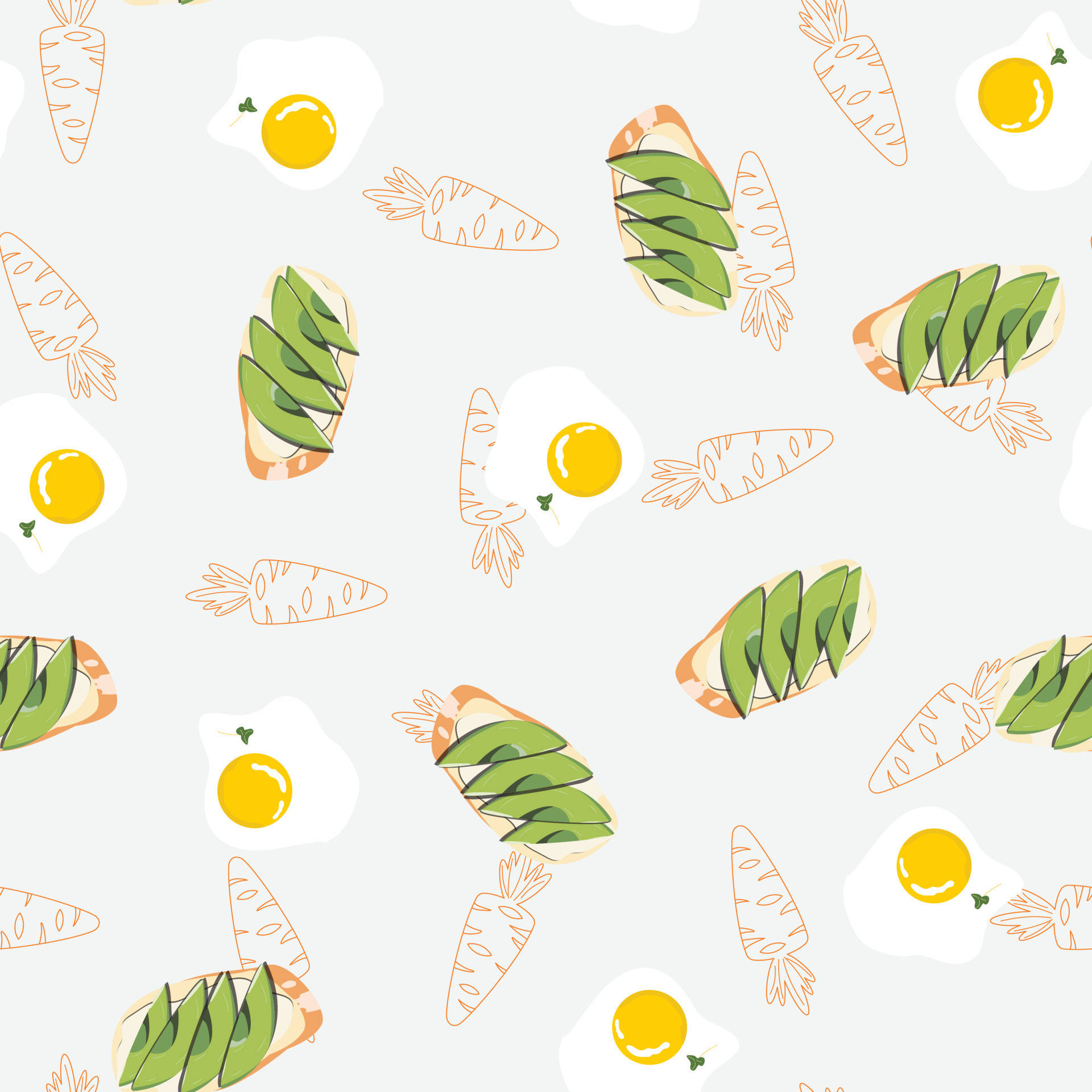 Avocado Egg Sandwich Vector Art Background