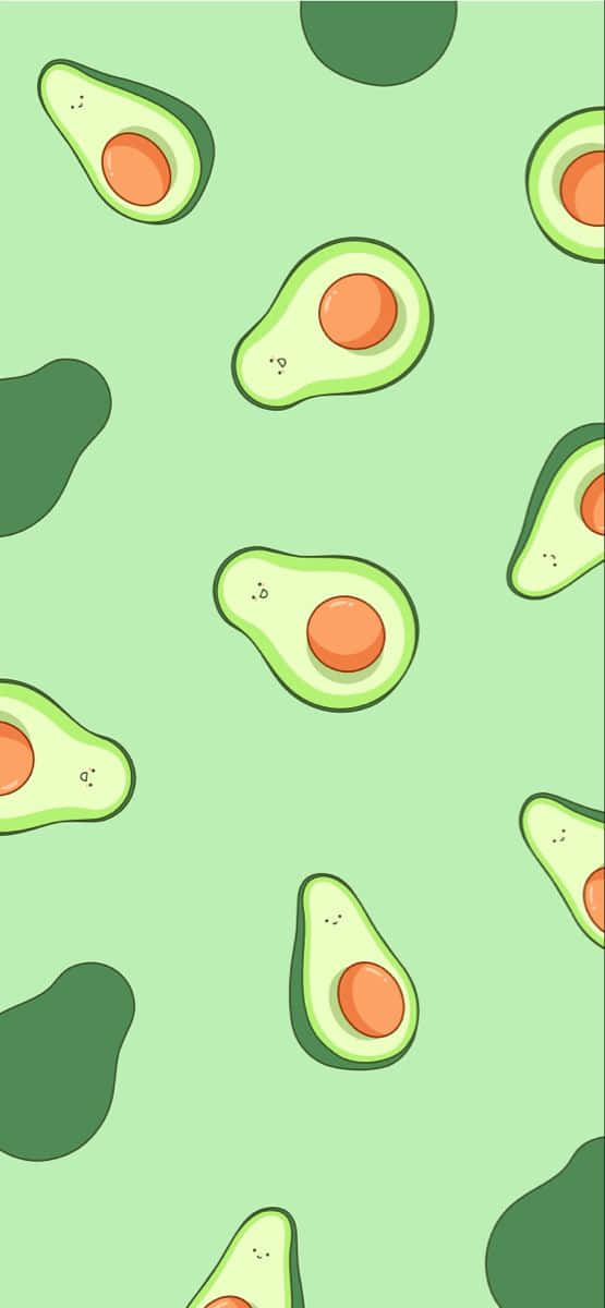 Avocado Seamless Pattern On A Green Background Background