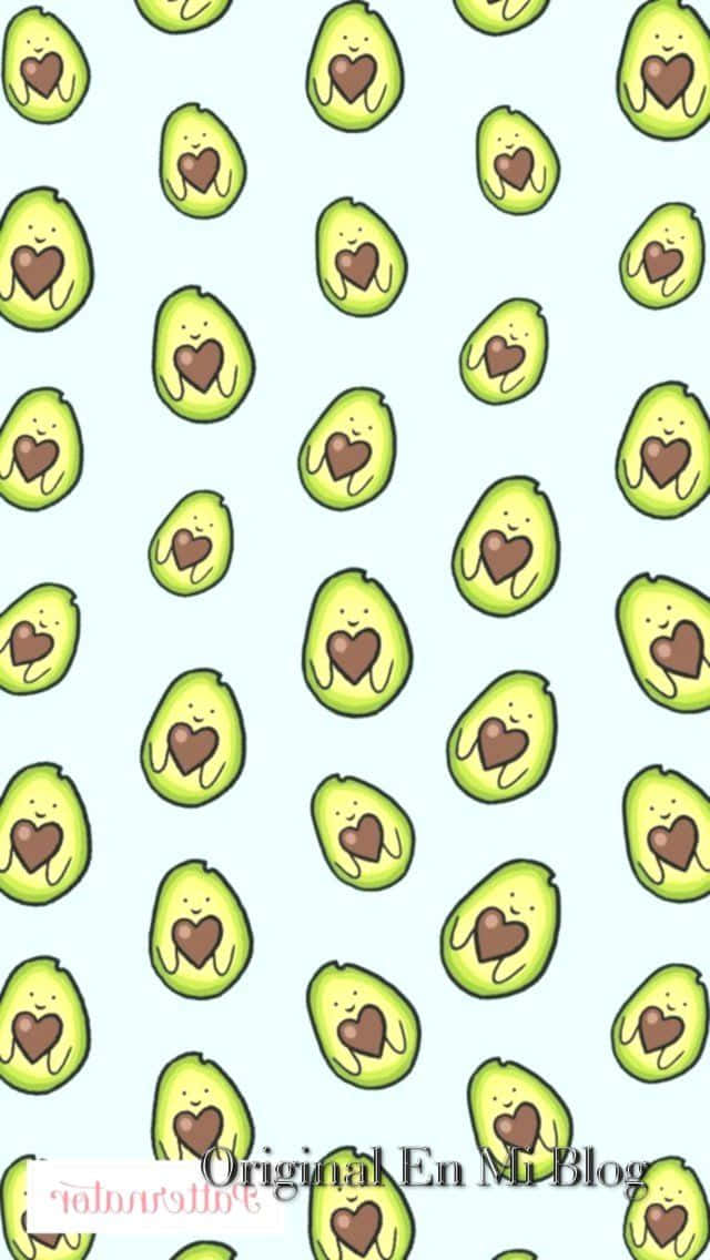 Avocados And Hearts On A Blue Background Background