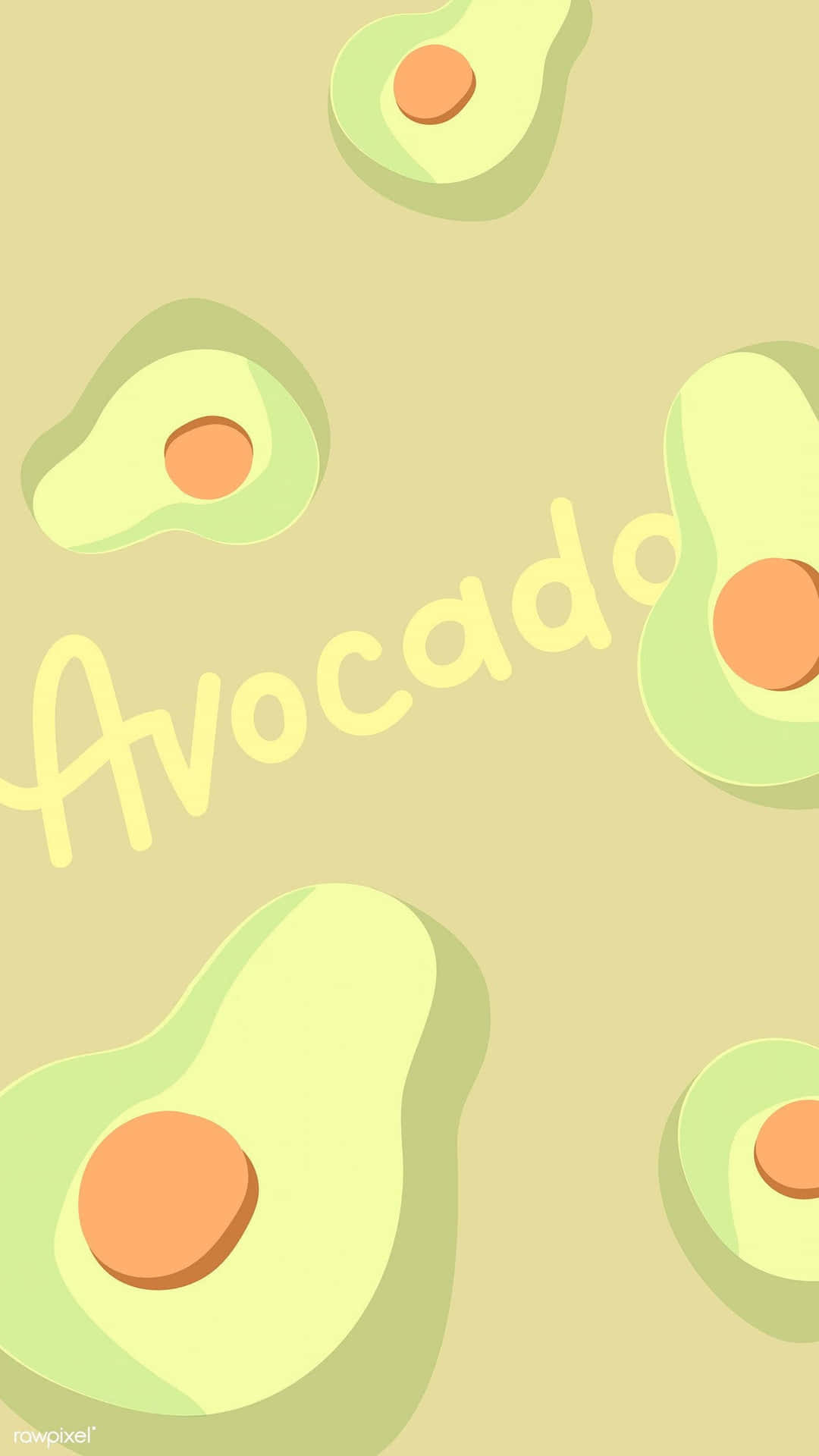 Avocados On A Beige Background With The Word Avocado Background