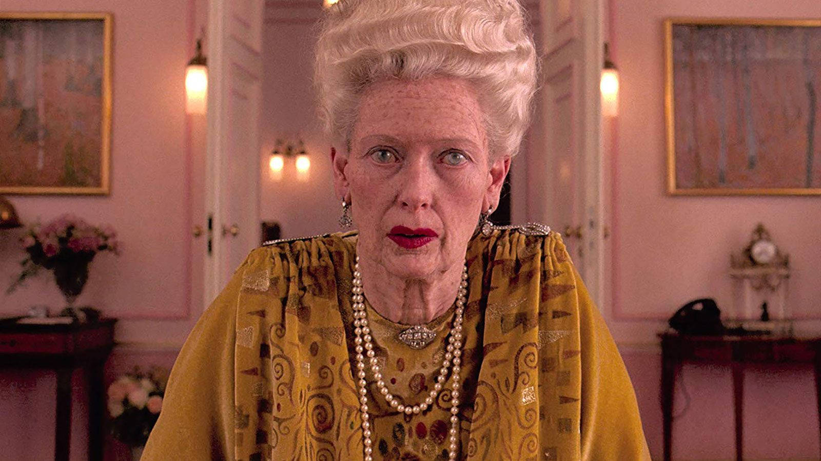 Award-winning Actress Tilda Swinton In Prominent Attire As Madame D. From The Movie Grand Budapest Hotel.