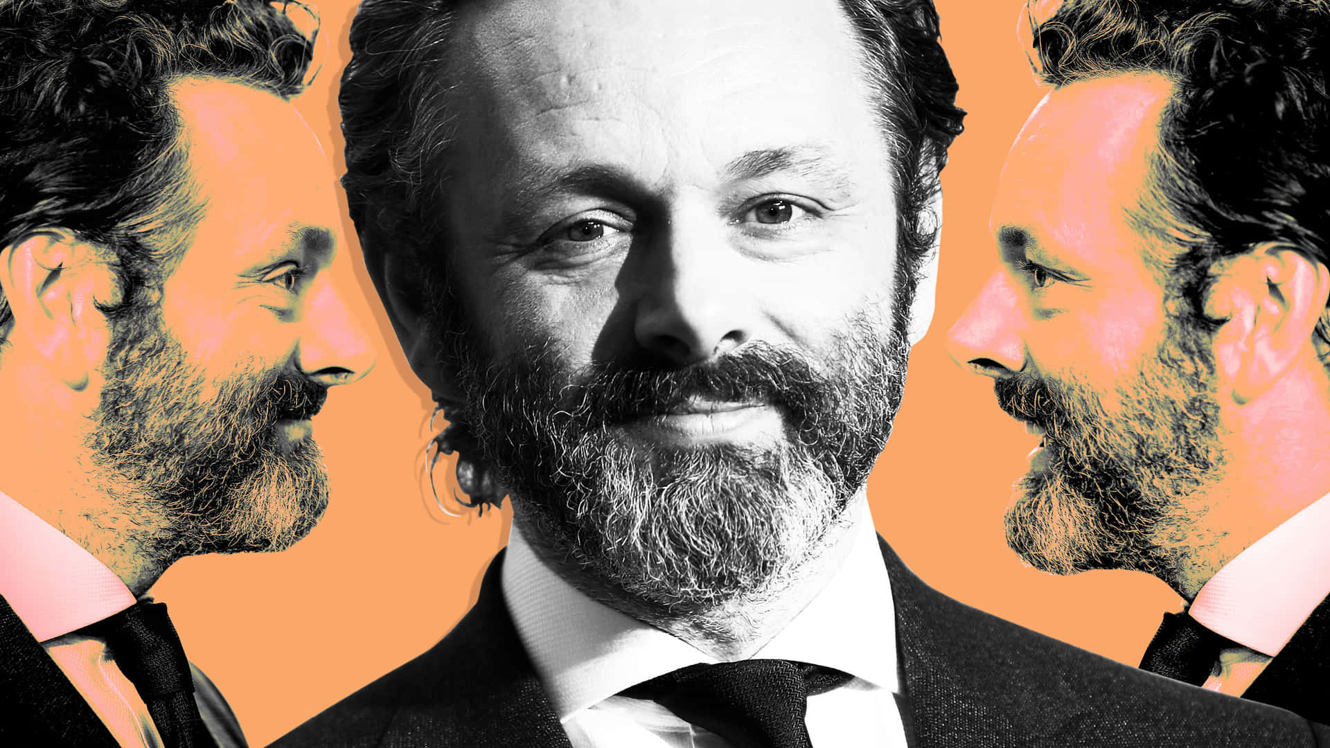 Award-winning Welsh Actor Michael Sheen In A Thoughtful Pose. Background