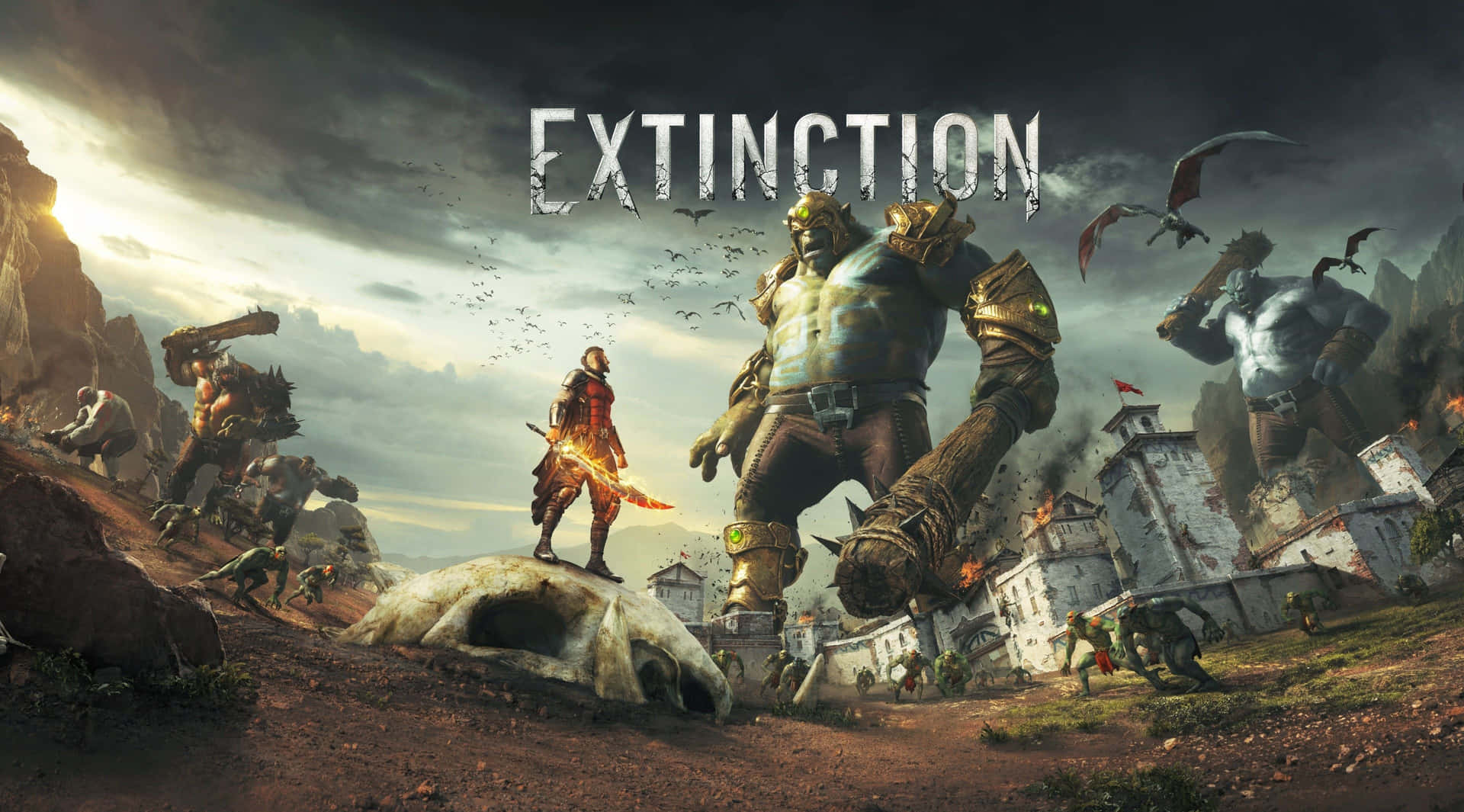 Awe-inspiring 4k Ultra Hd Gaming Display Featuring Extinction Game Background