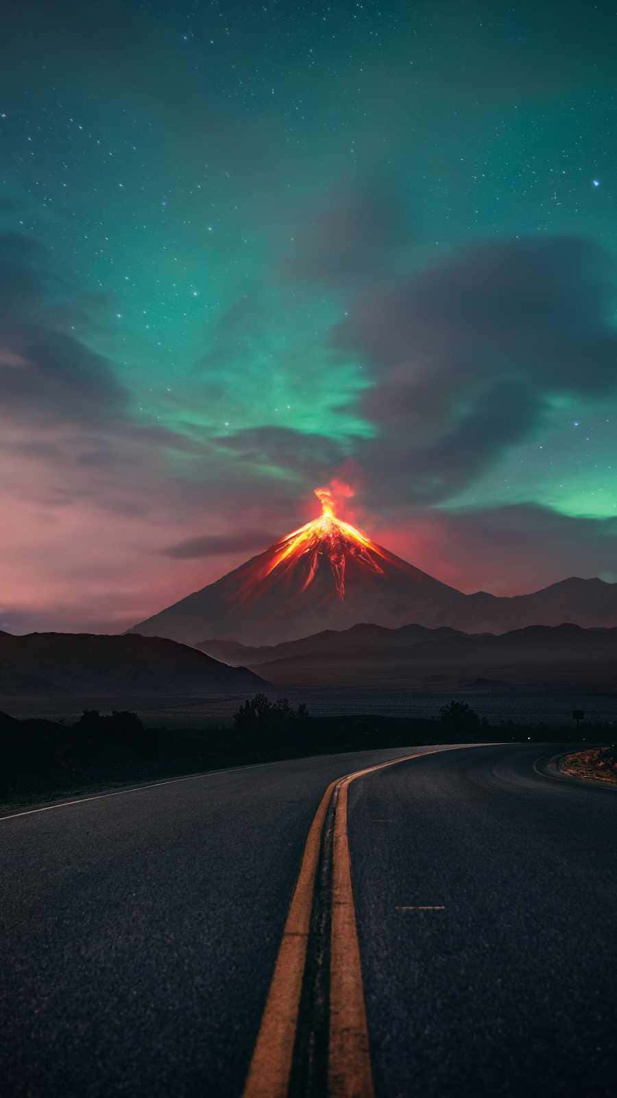 Awe-inspiring Image Of A Road Trip To An Active Volcano Background
