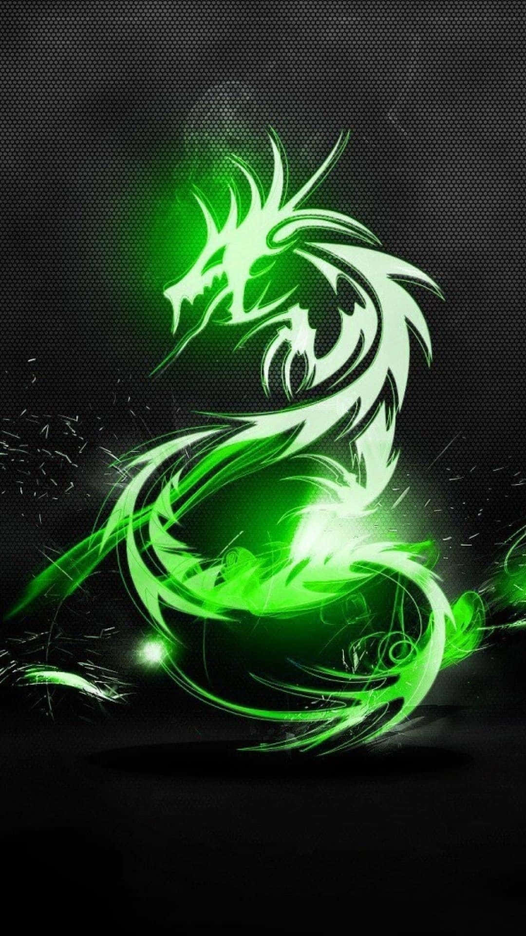 Awesome Cool Neon Green Dragon Background