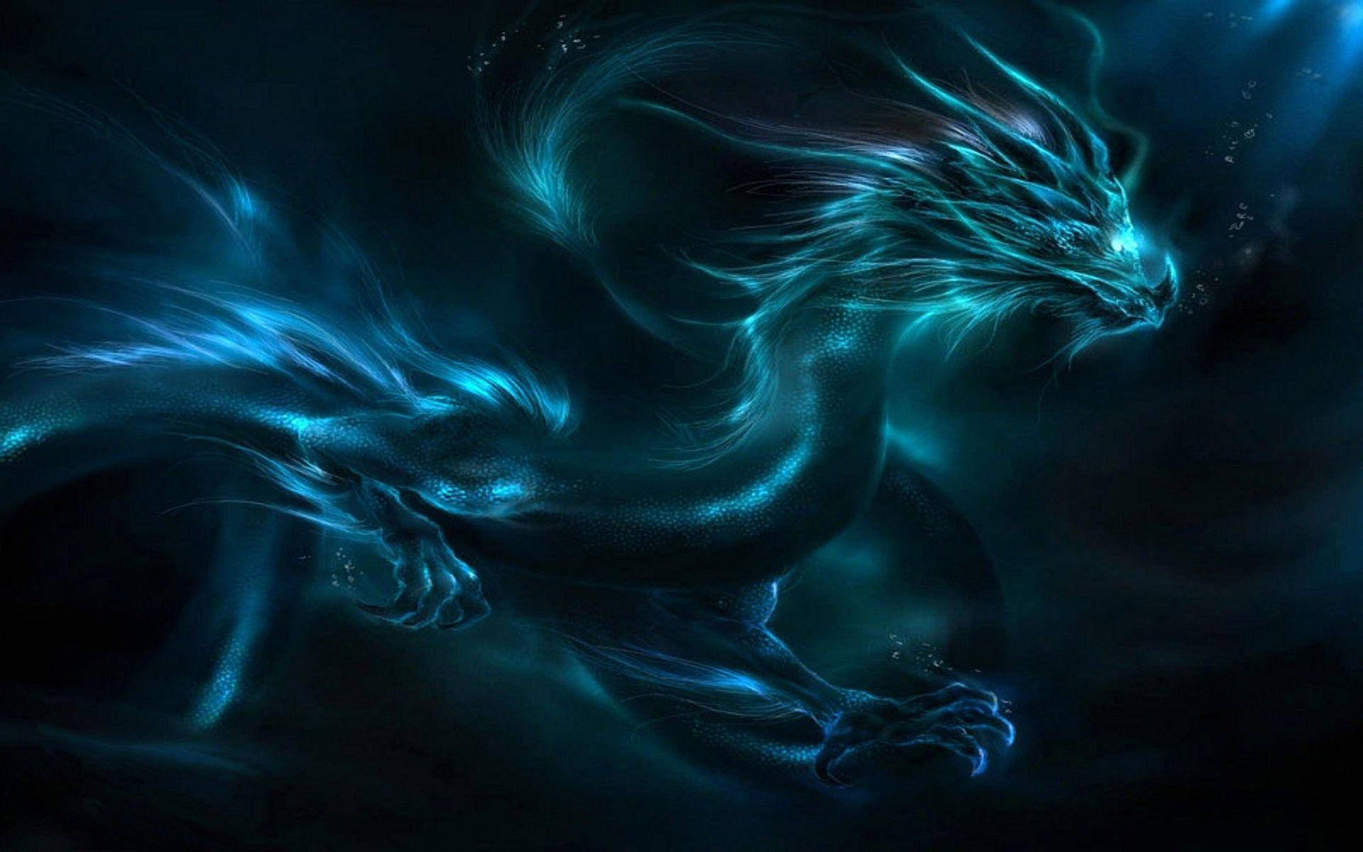 “awesome Dragon With Blue And Orange Flames” Background