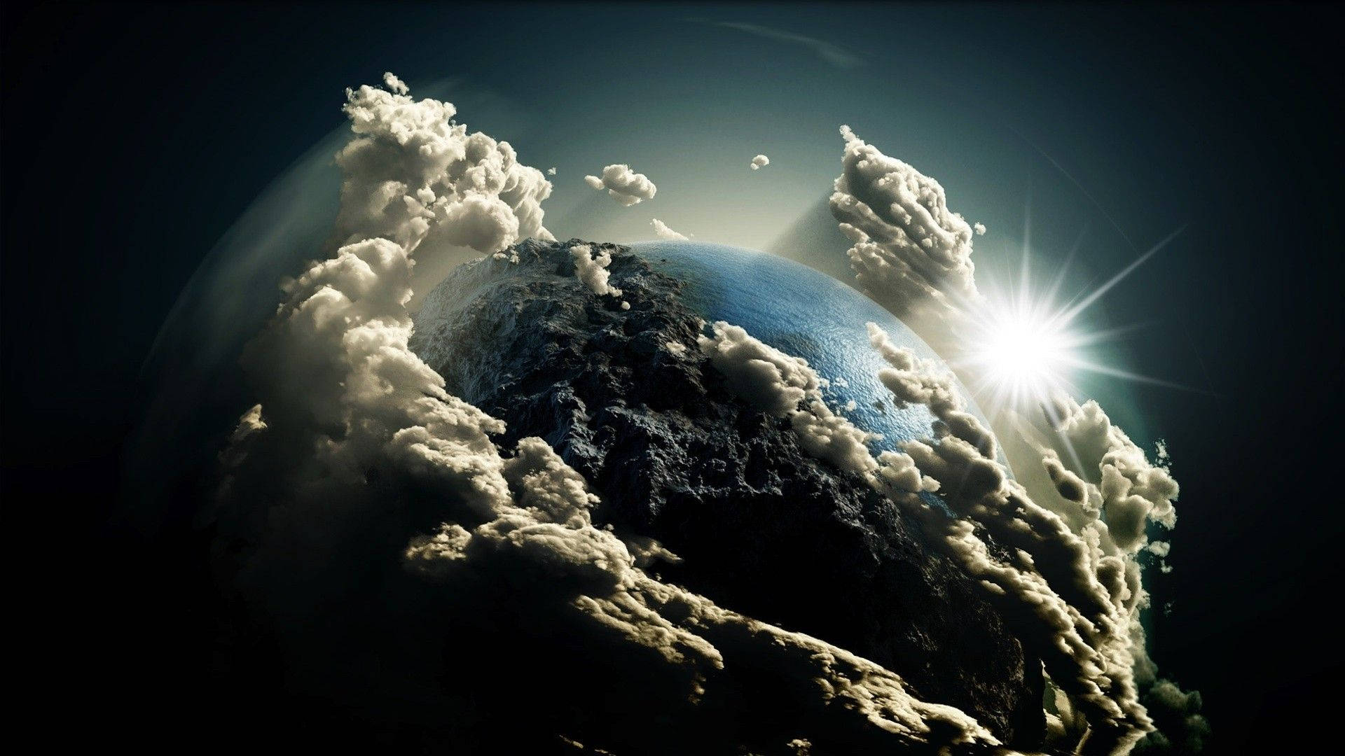 Awesome Earth Covered By Clouds Background