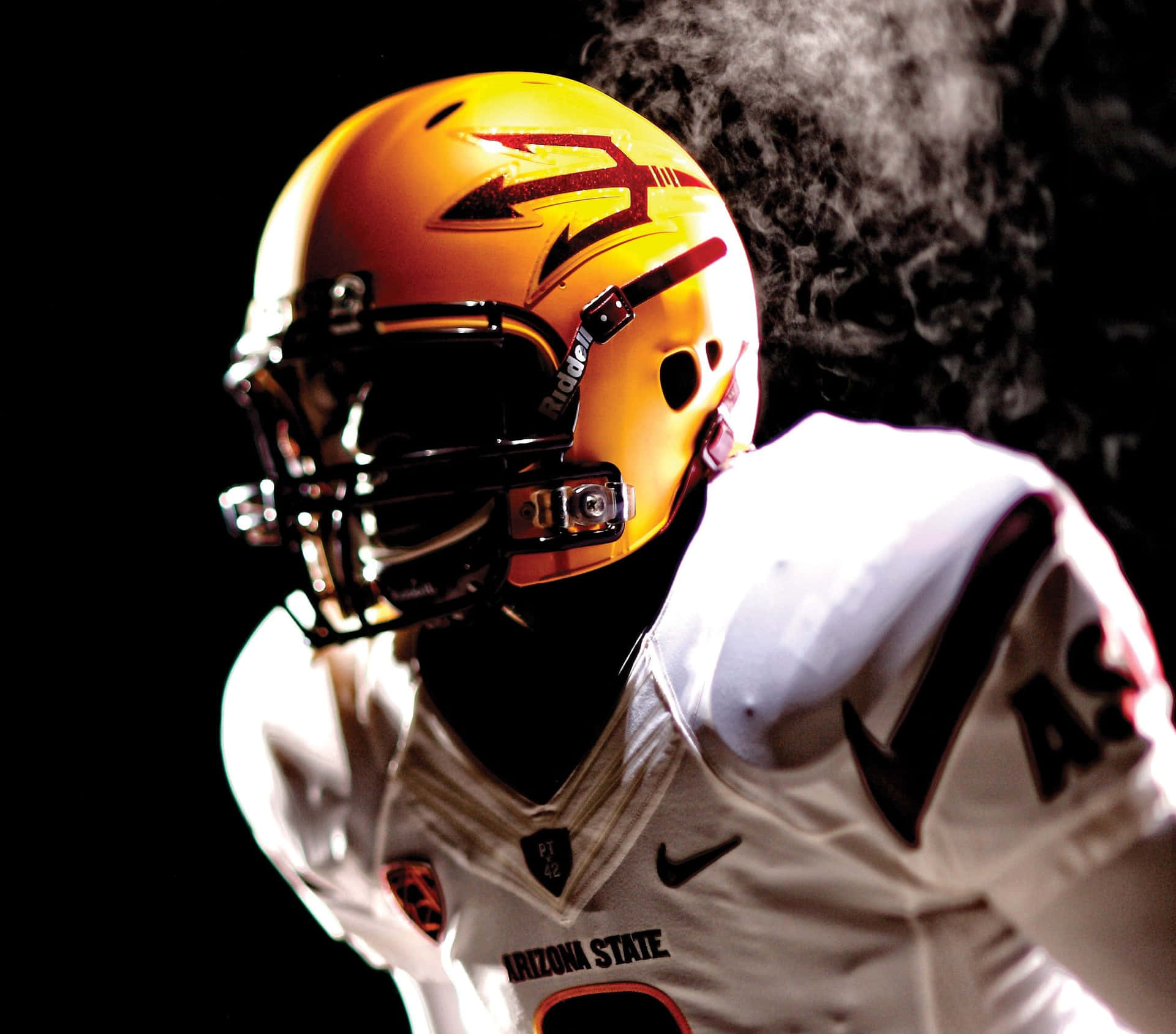 Awesome Football Player Wearing Yellow Helmet Background
