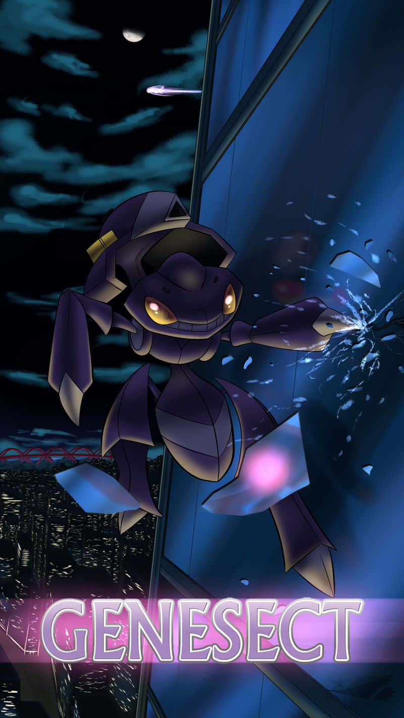 Awesome Genesect Pokemon Illustration With Label Background