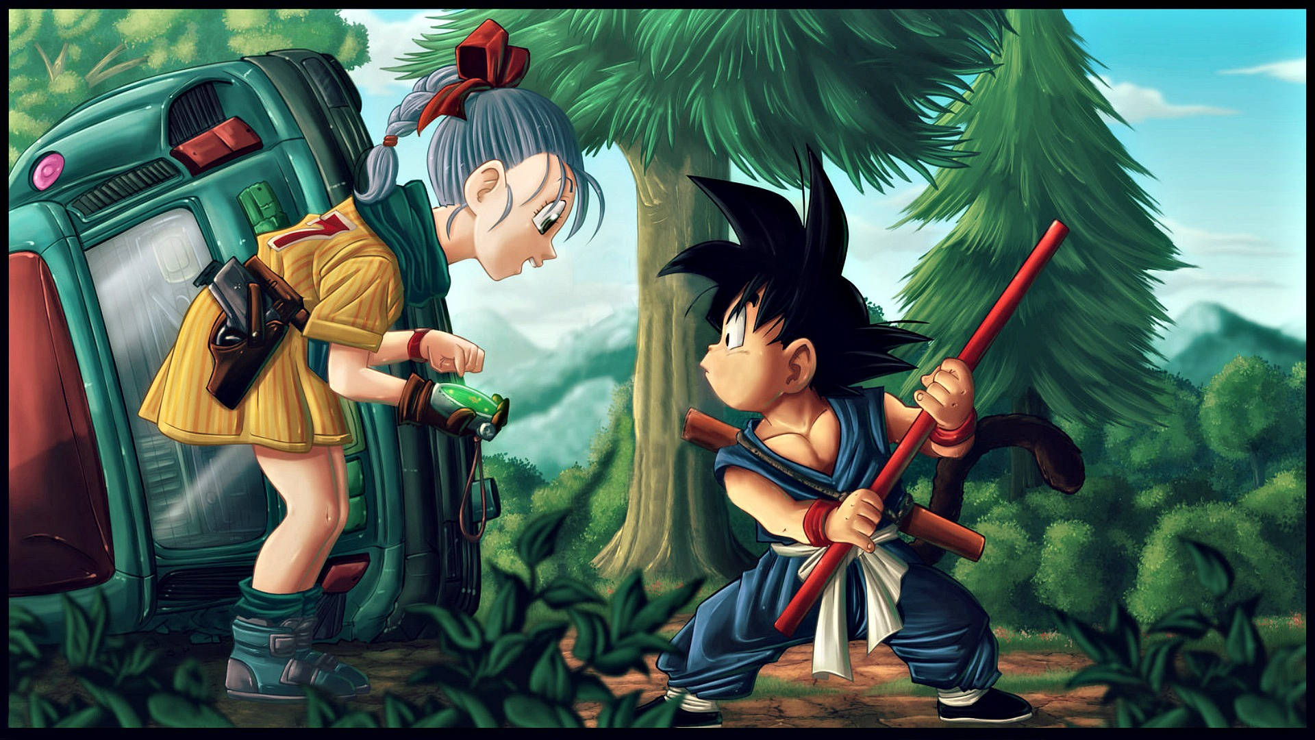 Awesome Goku And Bulma Background