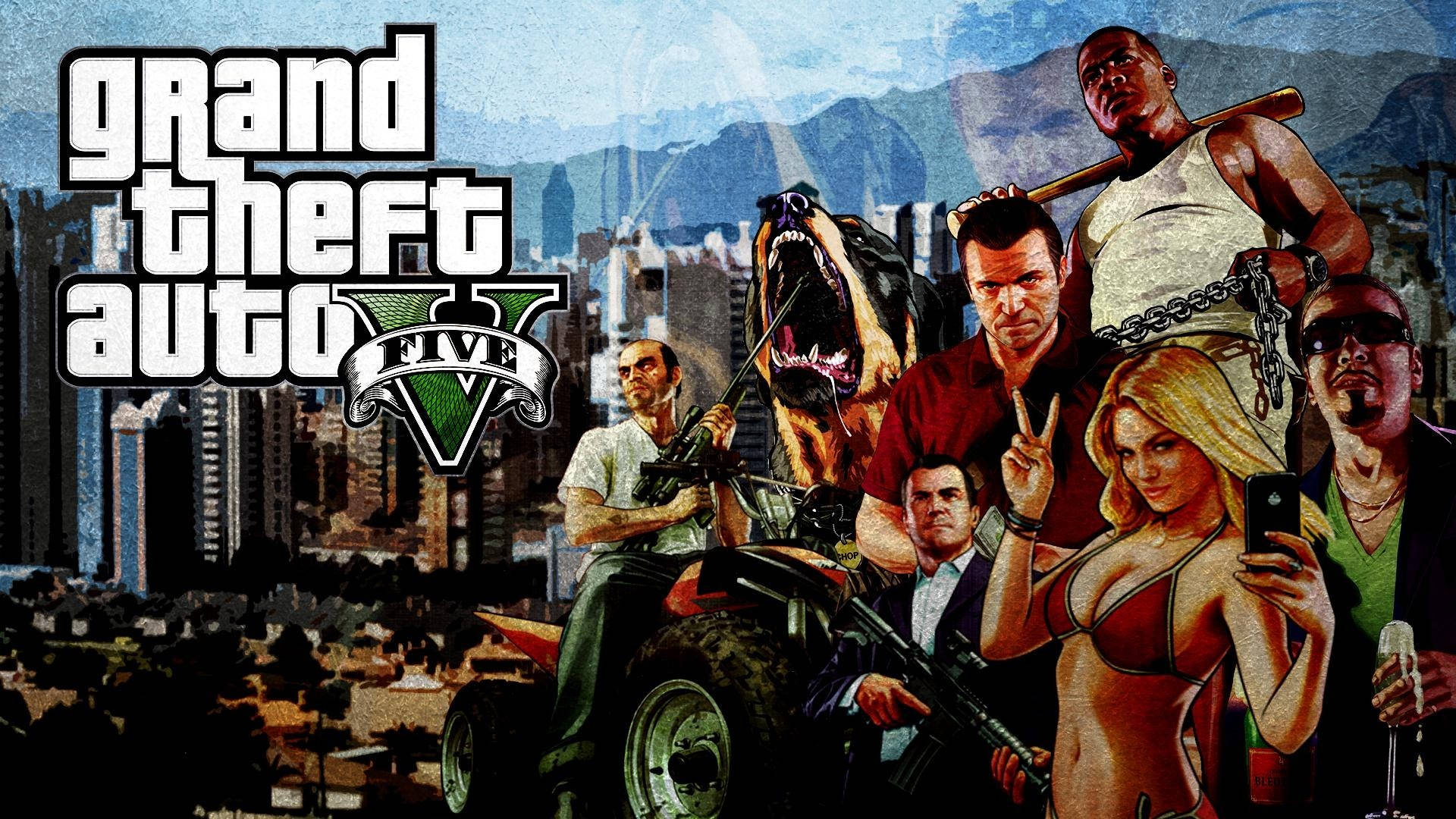 Awesome Gta V Background With Characters Background