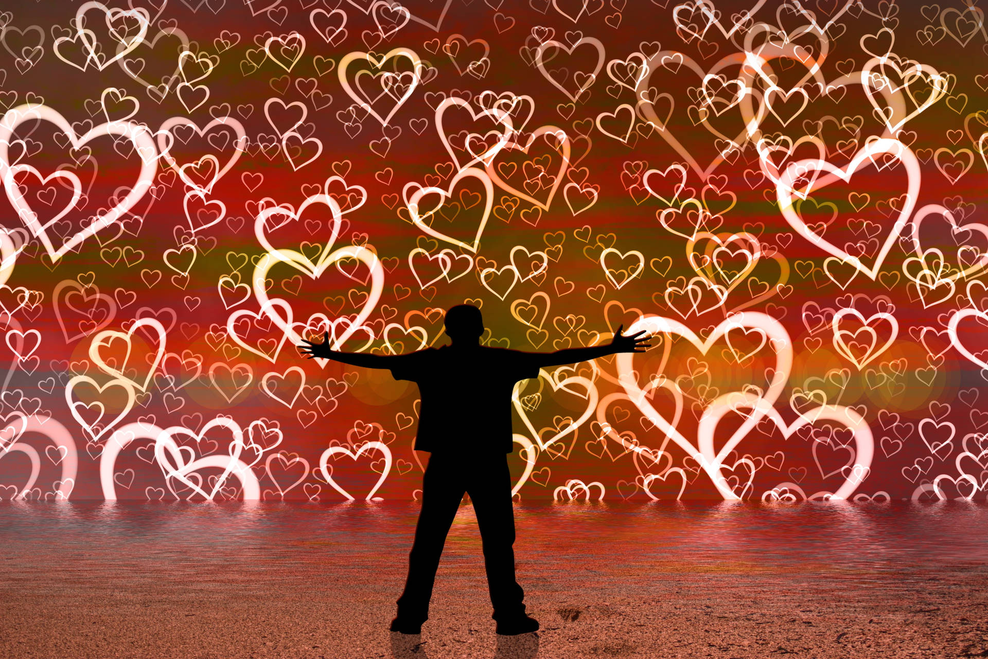 Awesome Heart Silhouette Background