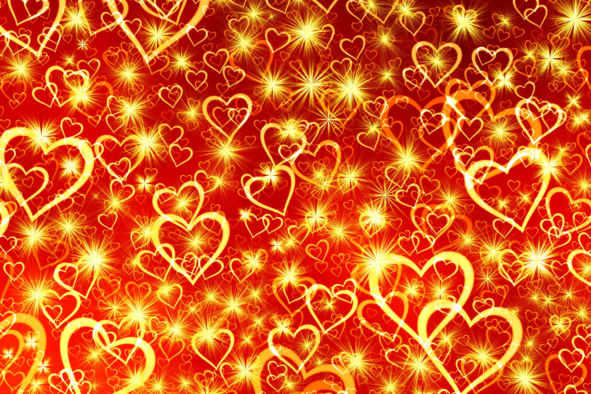 Awesome Heart Yellow Red Background