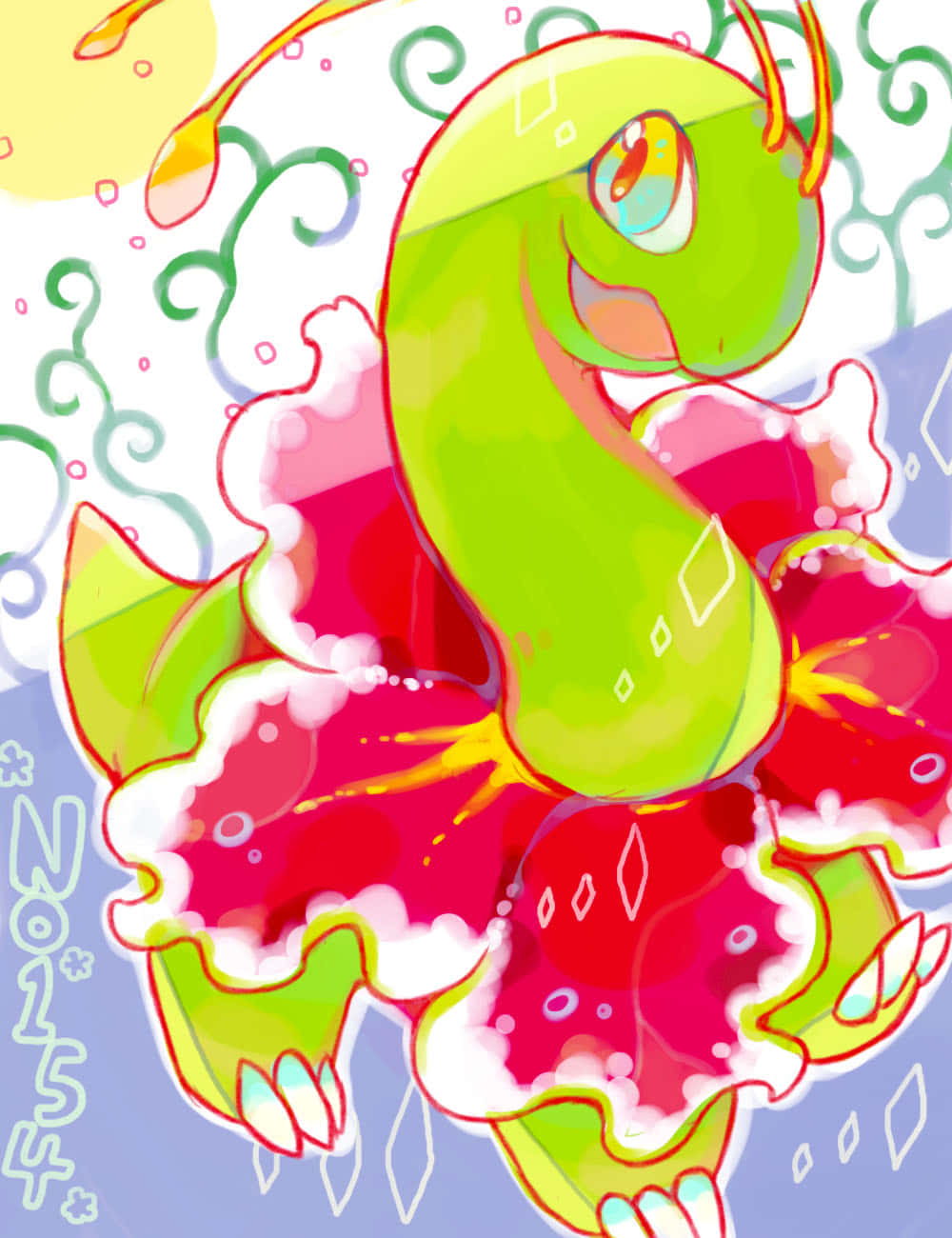 Awesome Meganium 2d Illustration Background