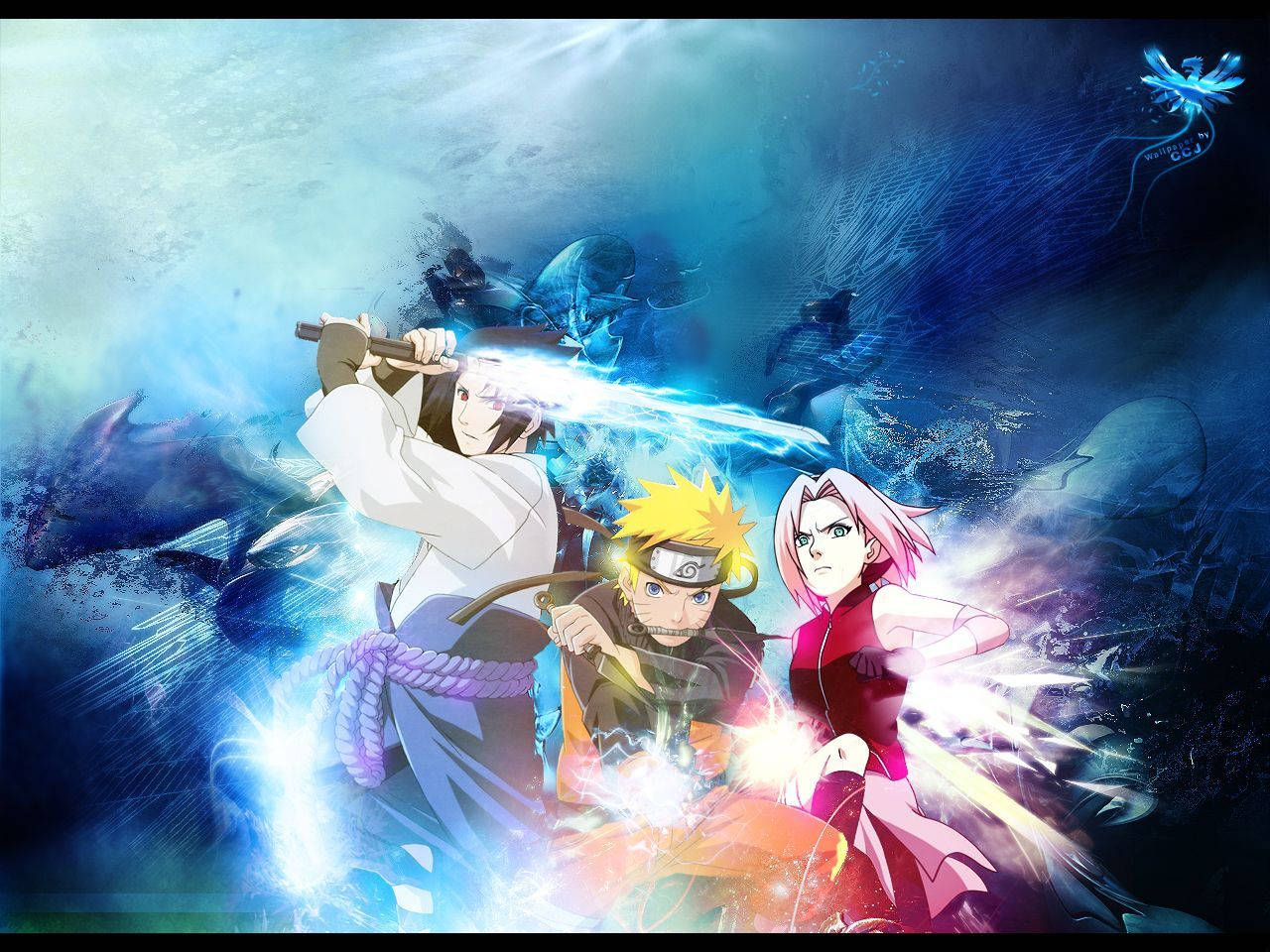Awesome Naruto With Sasuke And Sakura Background