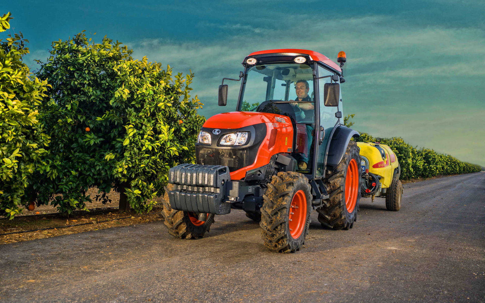 Awesome Orange Kubota Tractor Background