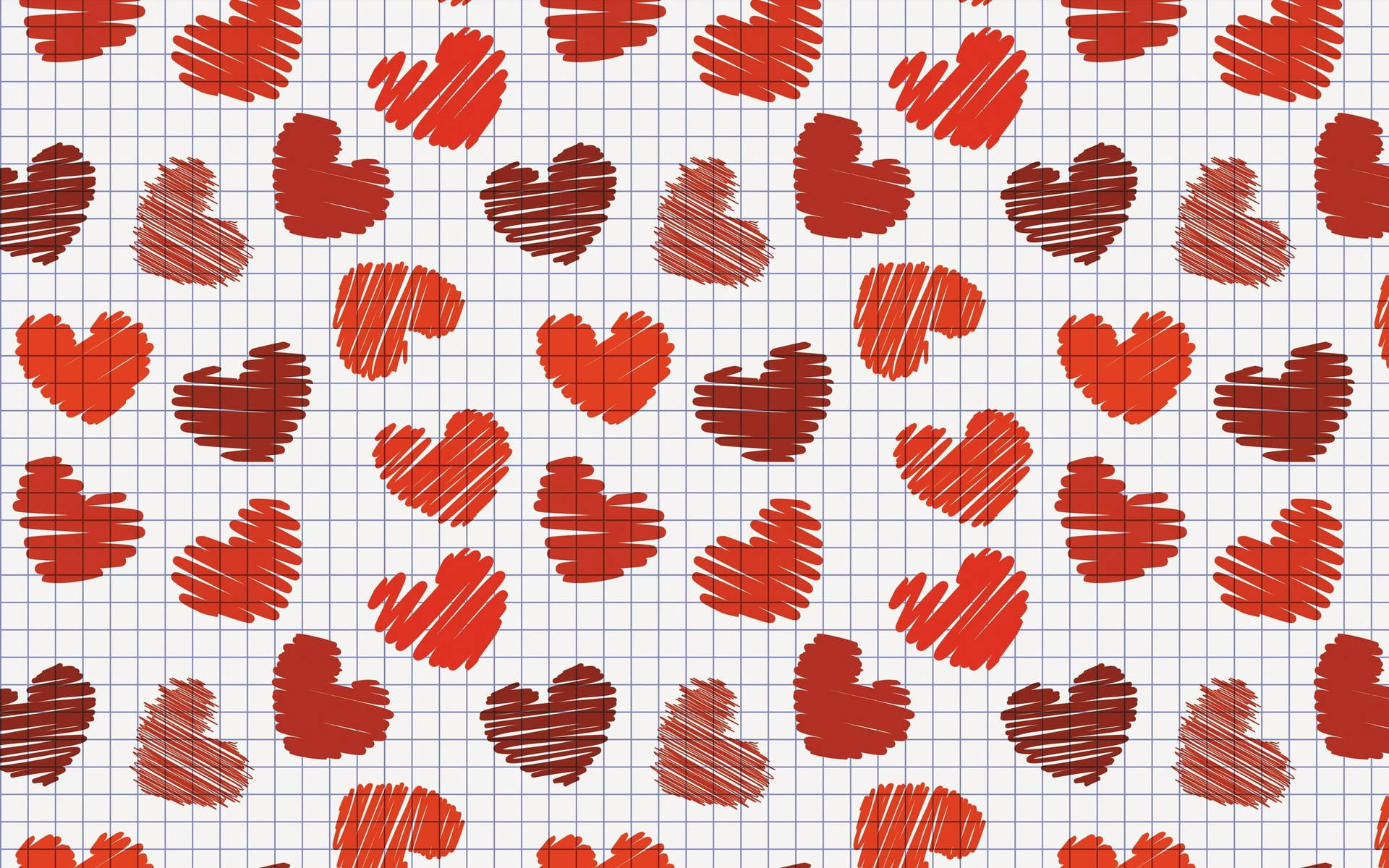 Awesome Red Heart Grid Background