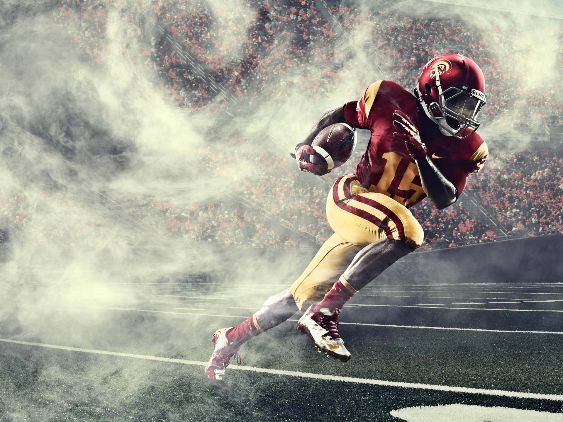 Awesome Running Football Player Background
