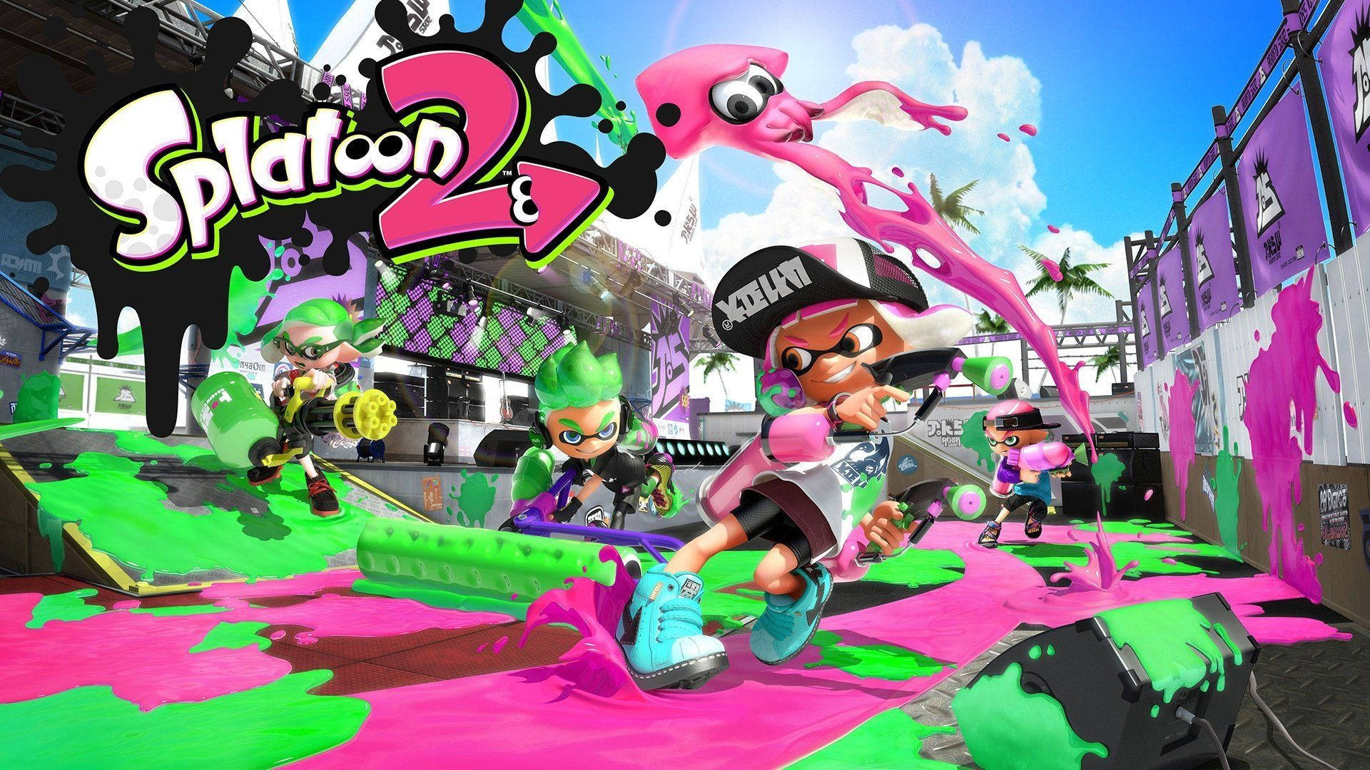 Awesome Splatoon 2 Inklings In Arena Background