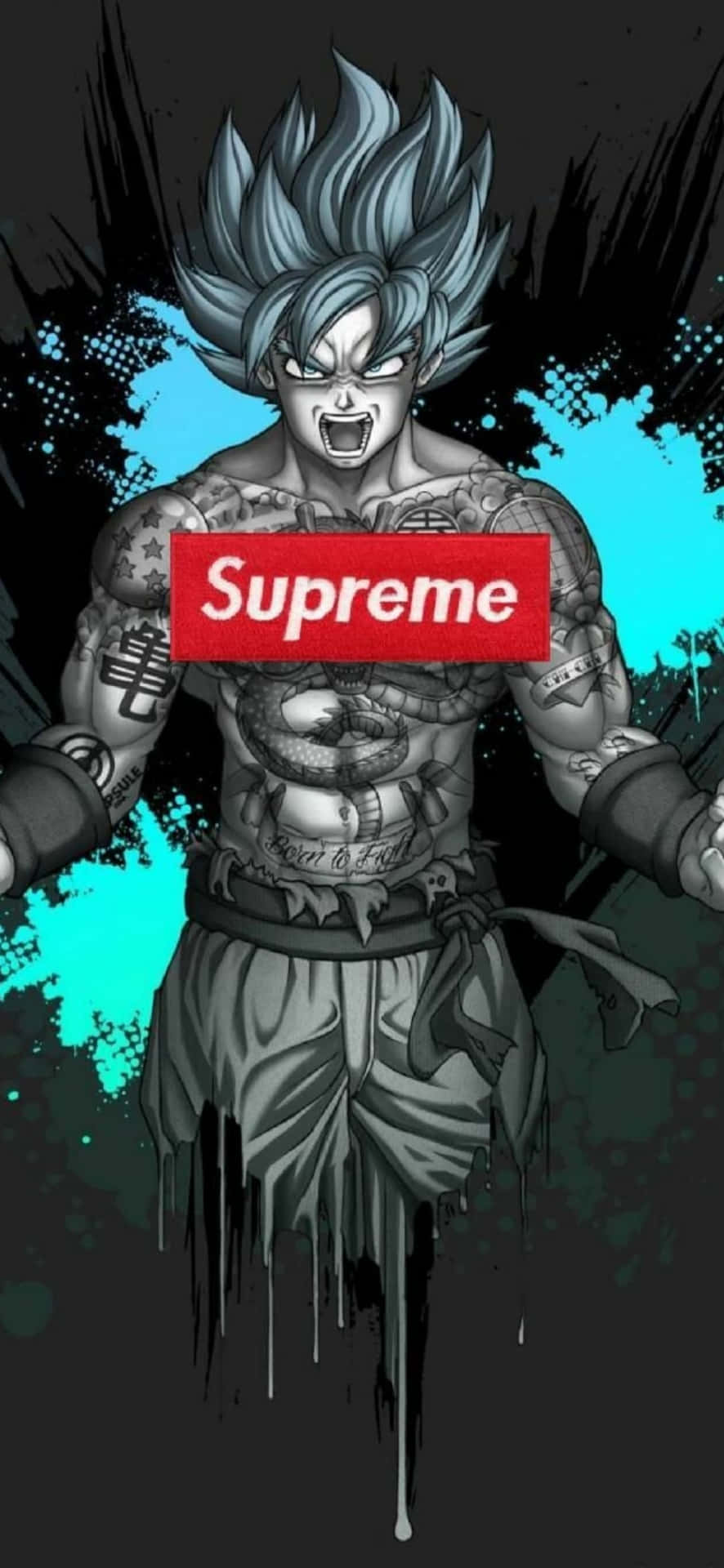 Awesome Supreme Drip Goku Digital Art Background