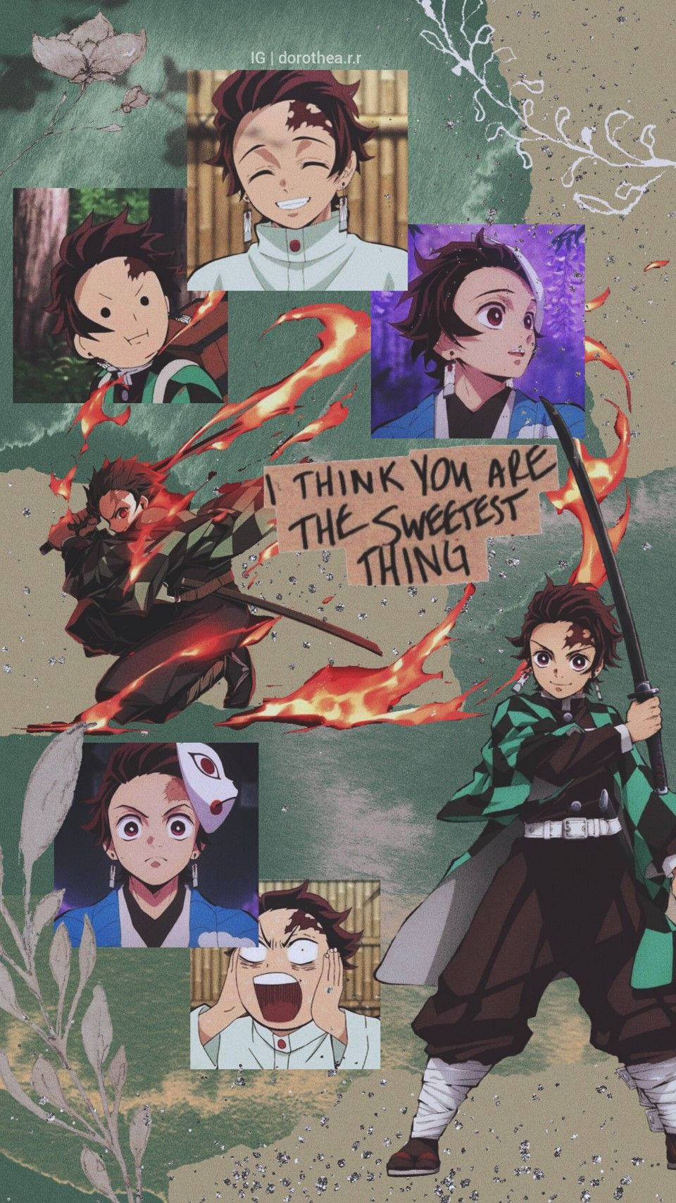 Awesome Tanjiro Aesthetic Collage Background