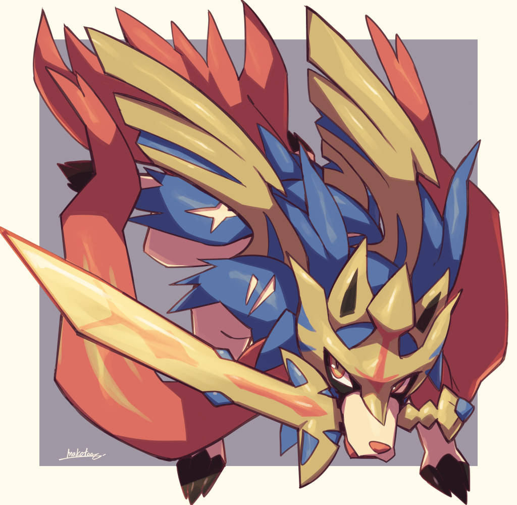 Awesome Zacian Sword In Mouth Background